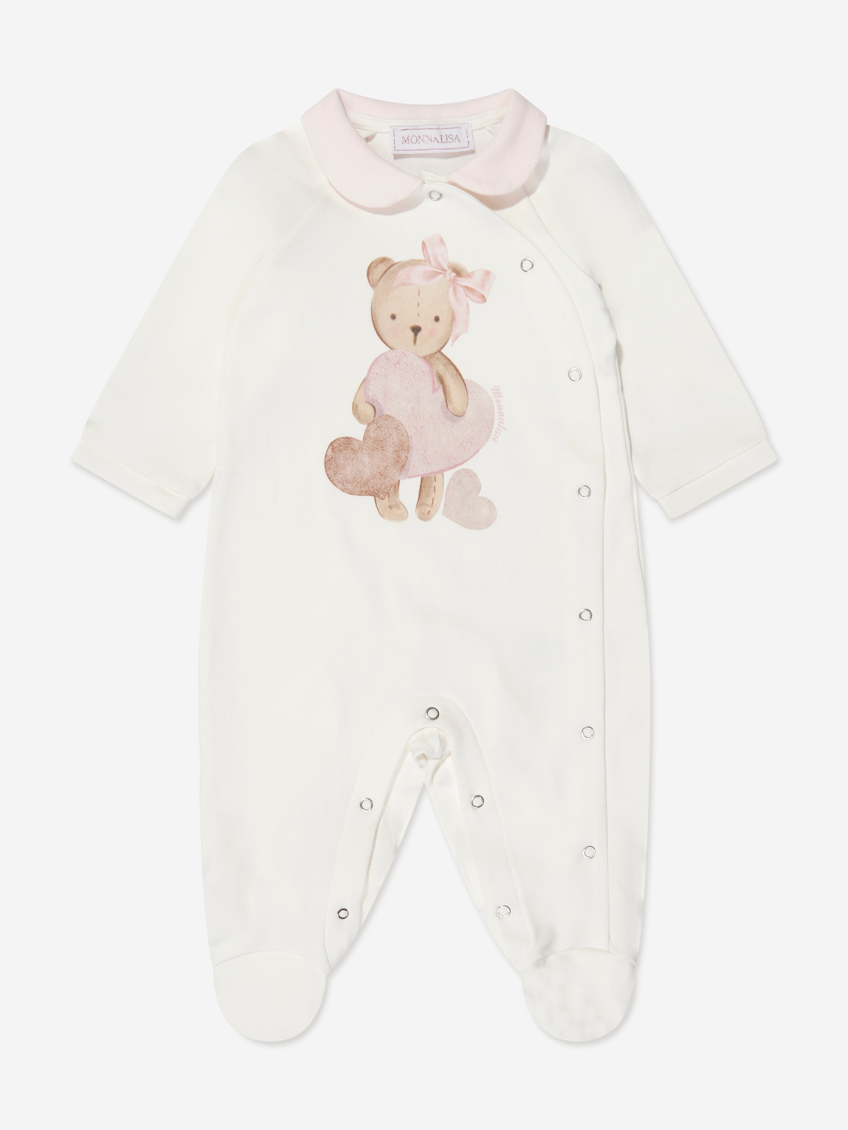 Monnalisa Baby Girls Teddy Bear Babygrow in Ivory