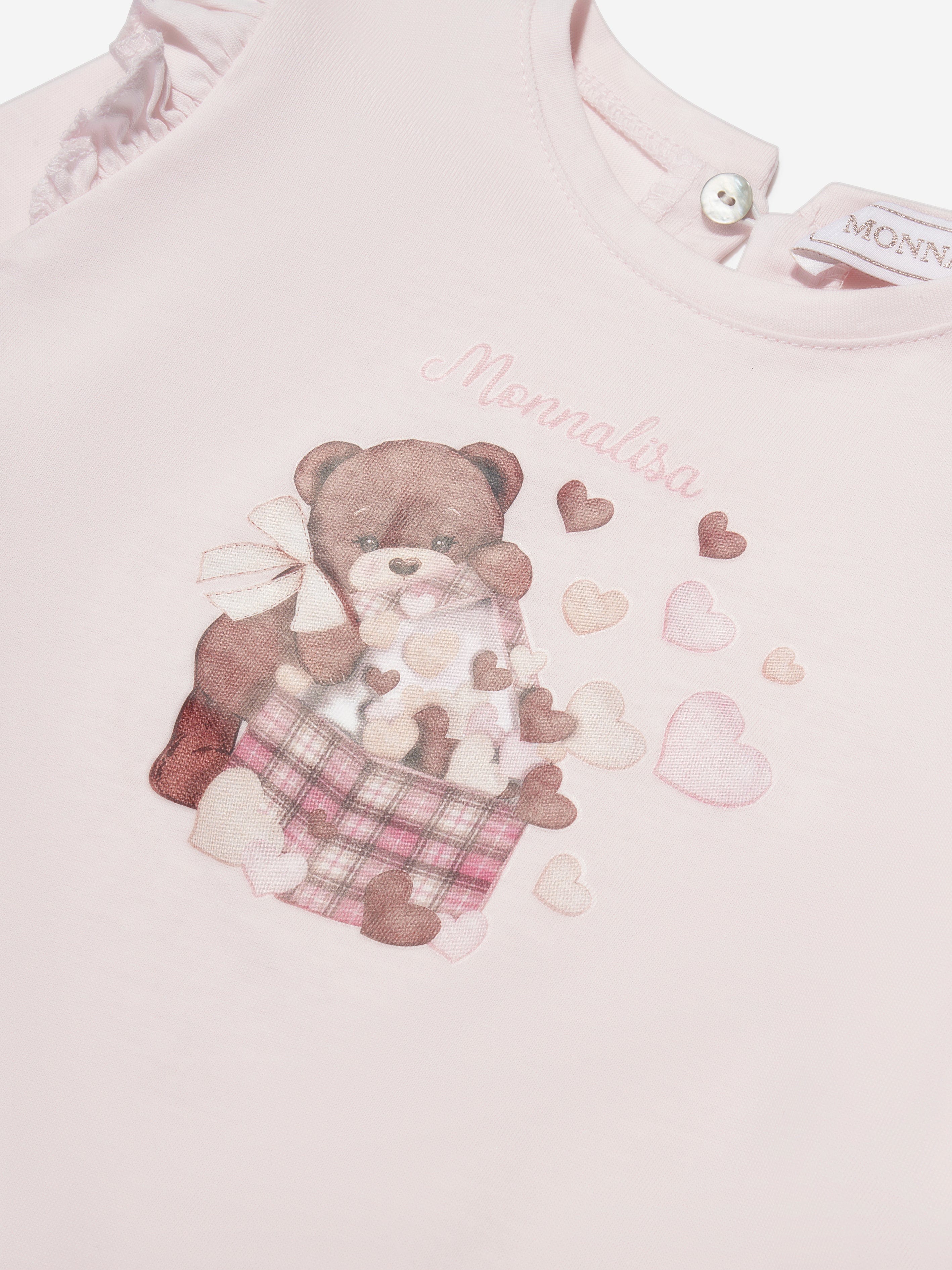 Monnalisa Baby Girls Long Sleeve Teddy T-Shirt in Pink