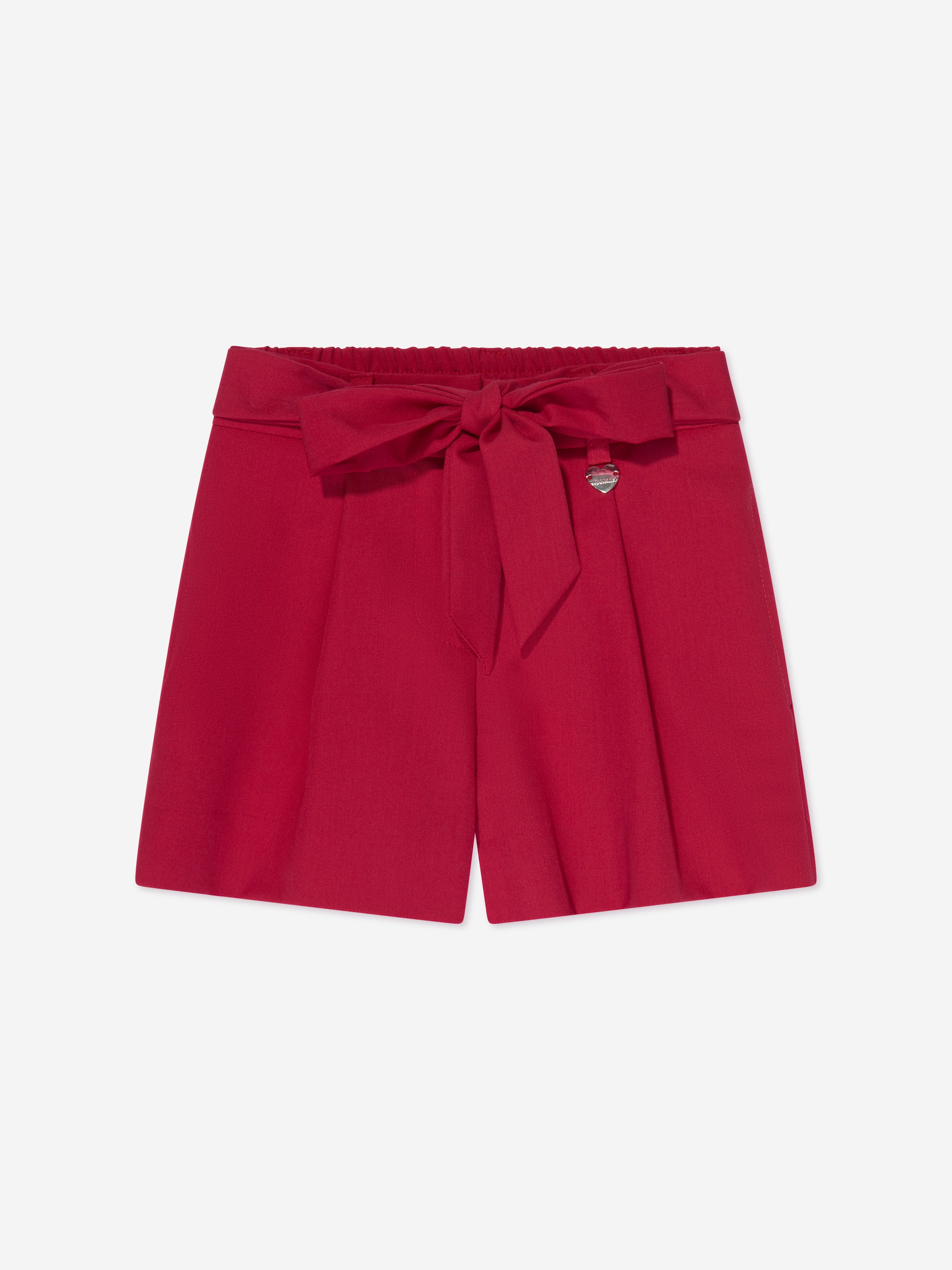 Monnalisa Girls Sash Belt Shorts in Red