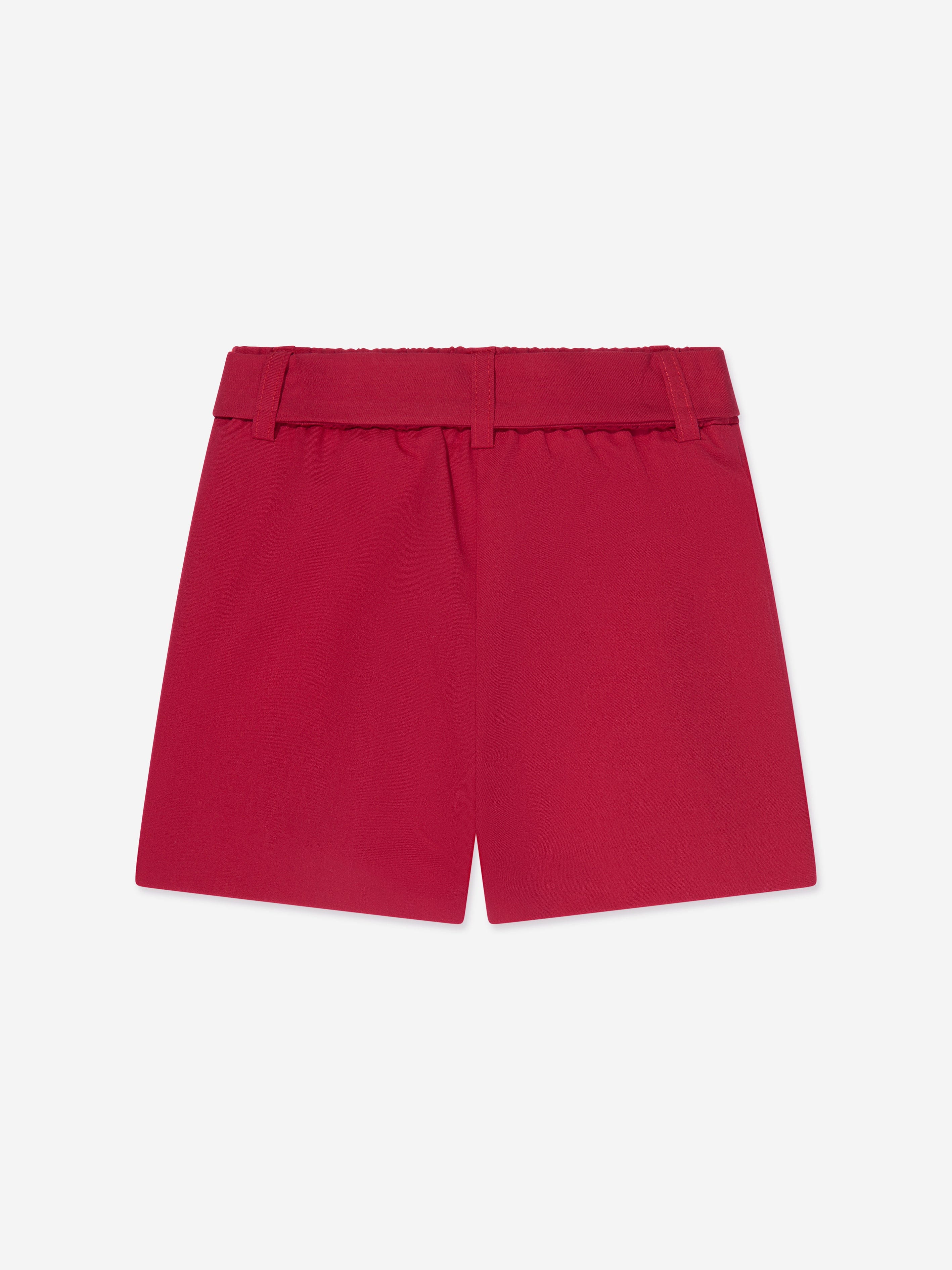 Monnalisa Girls Sash Belt Shorts in Red