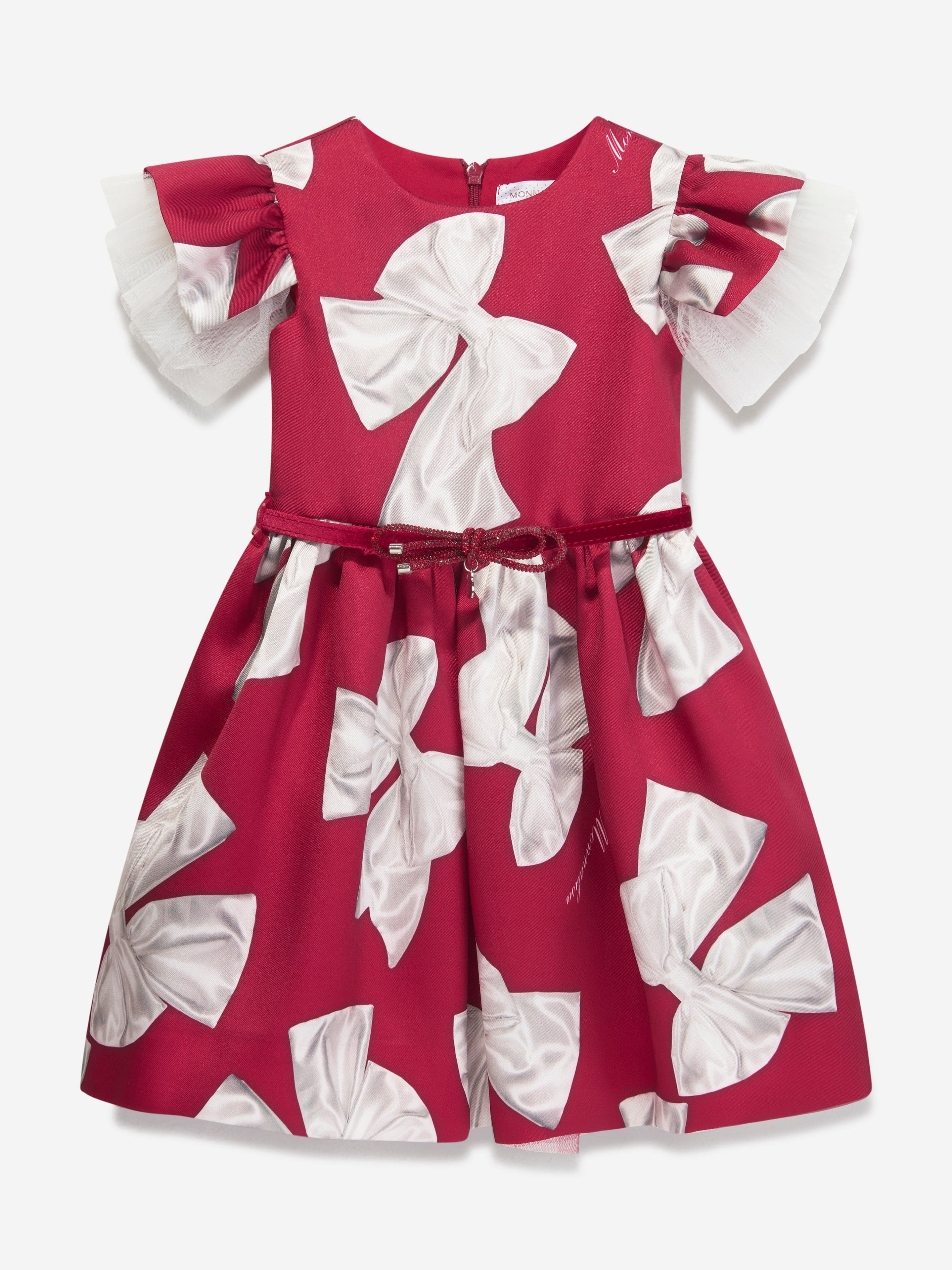 Monnalisa Girls Antoniette Bow Dress in Red