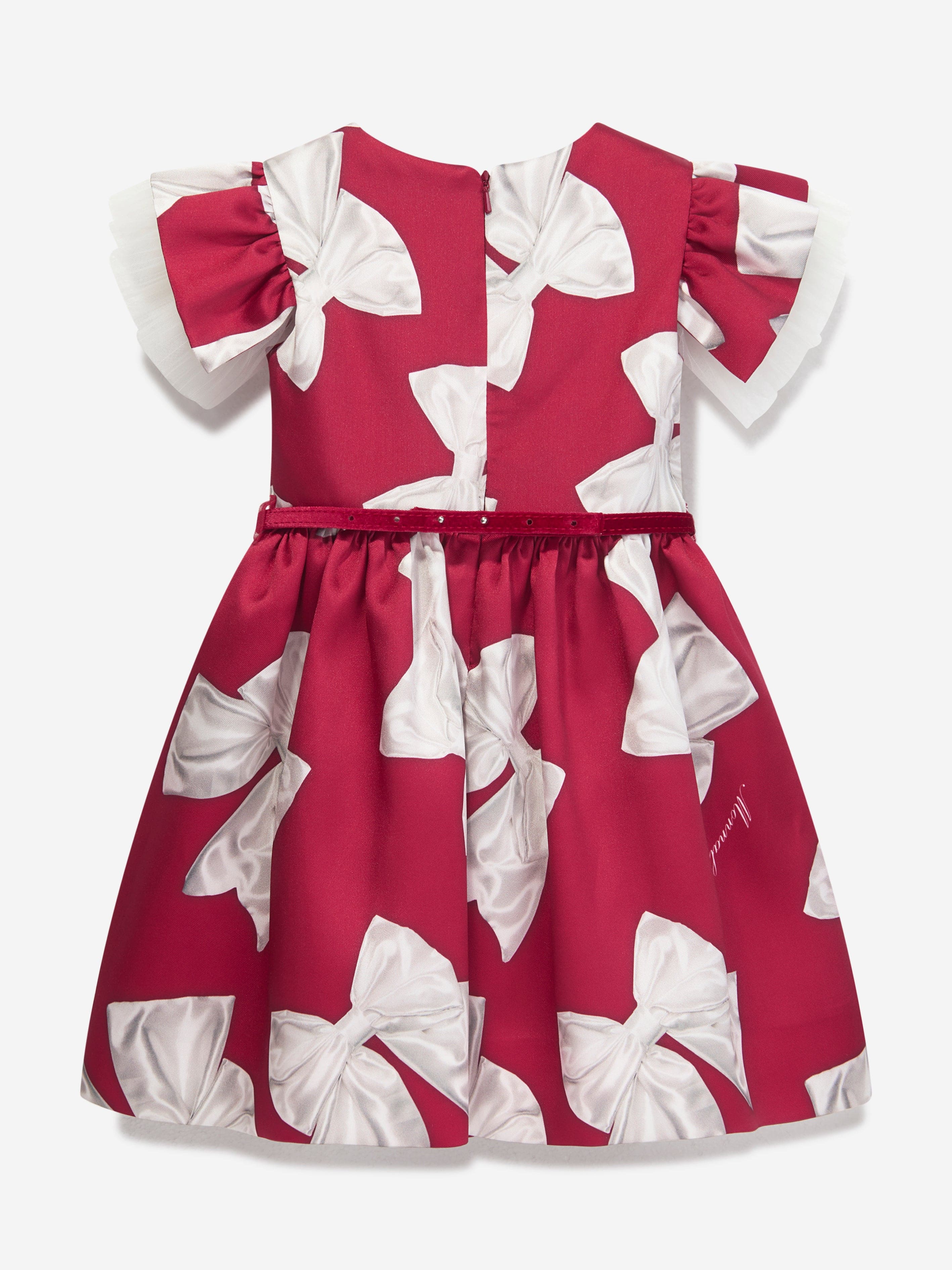 Monnalisa Girls Antoniette Bow Dress in Red