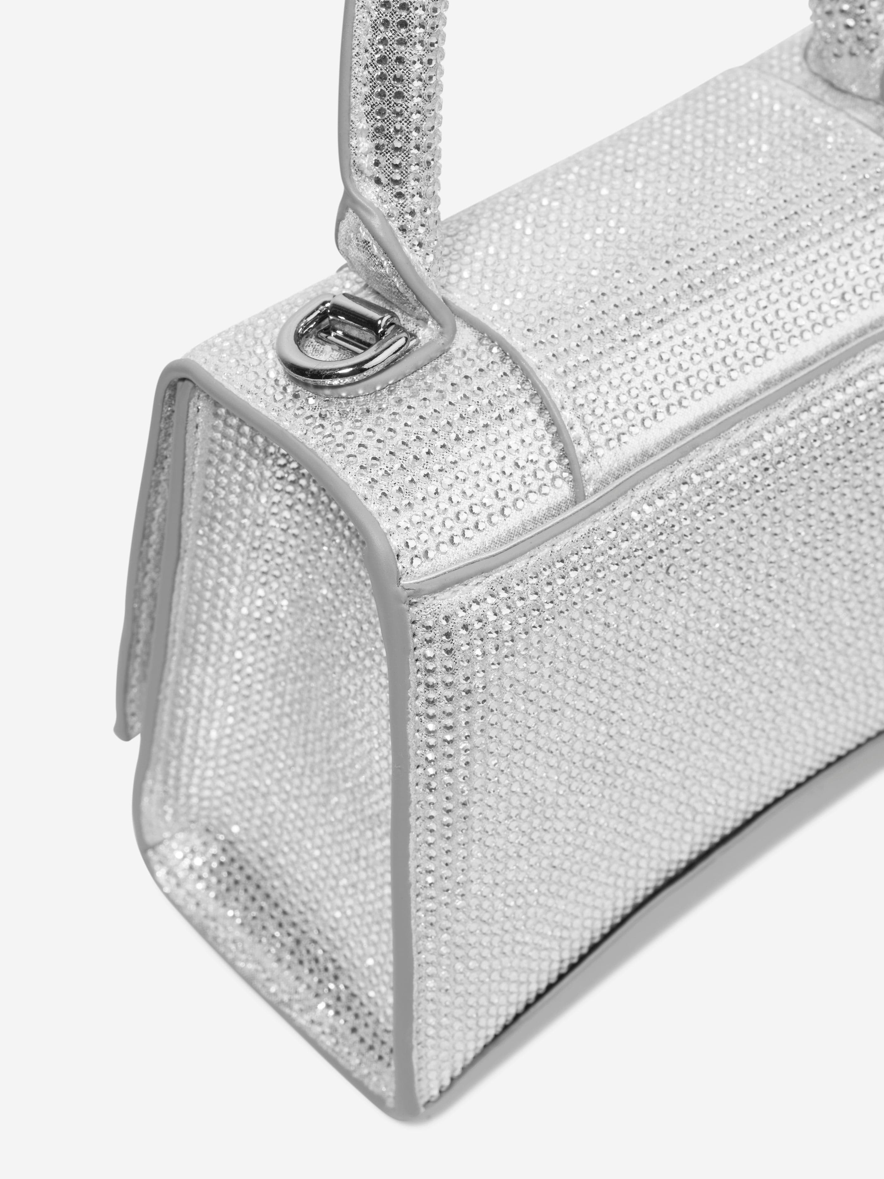 Monnalisa Girls Diamante Logo Handbag in Silver