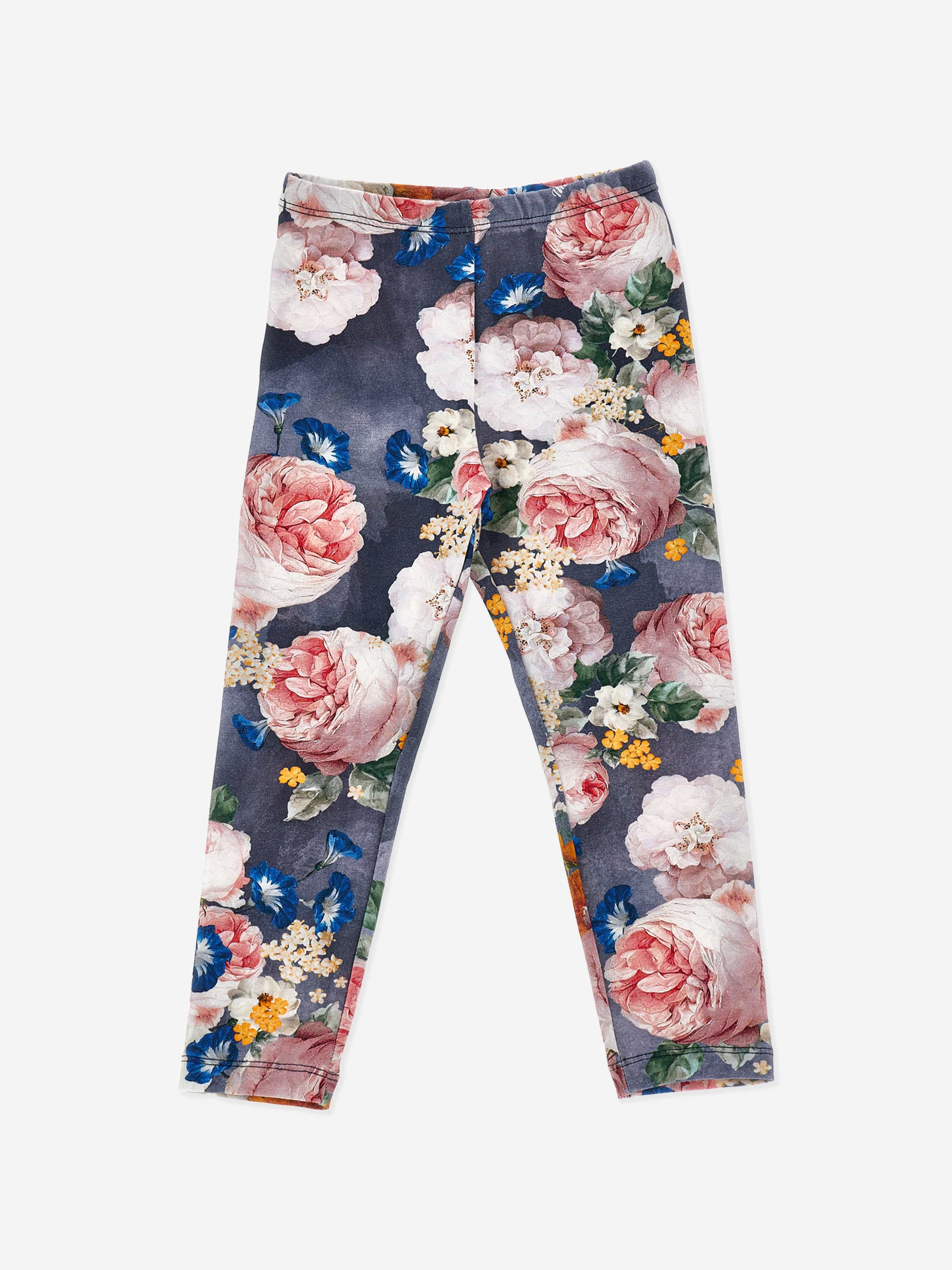 Monnalisa Girls Baroque Roses Leggings Set in Ivory