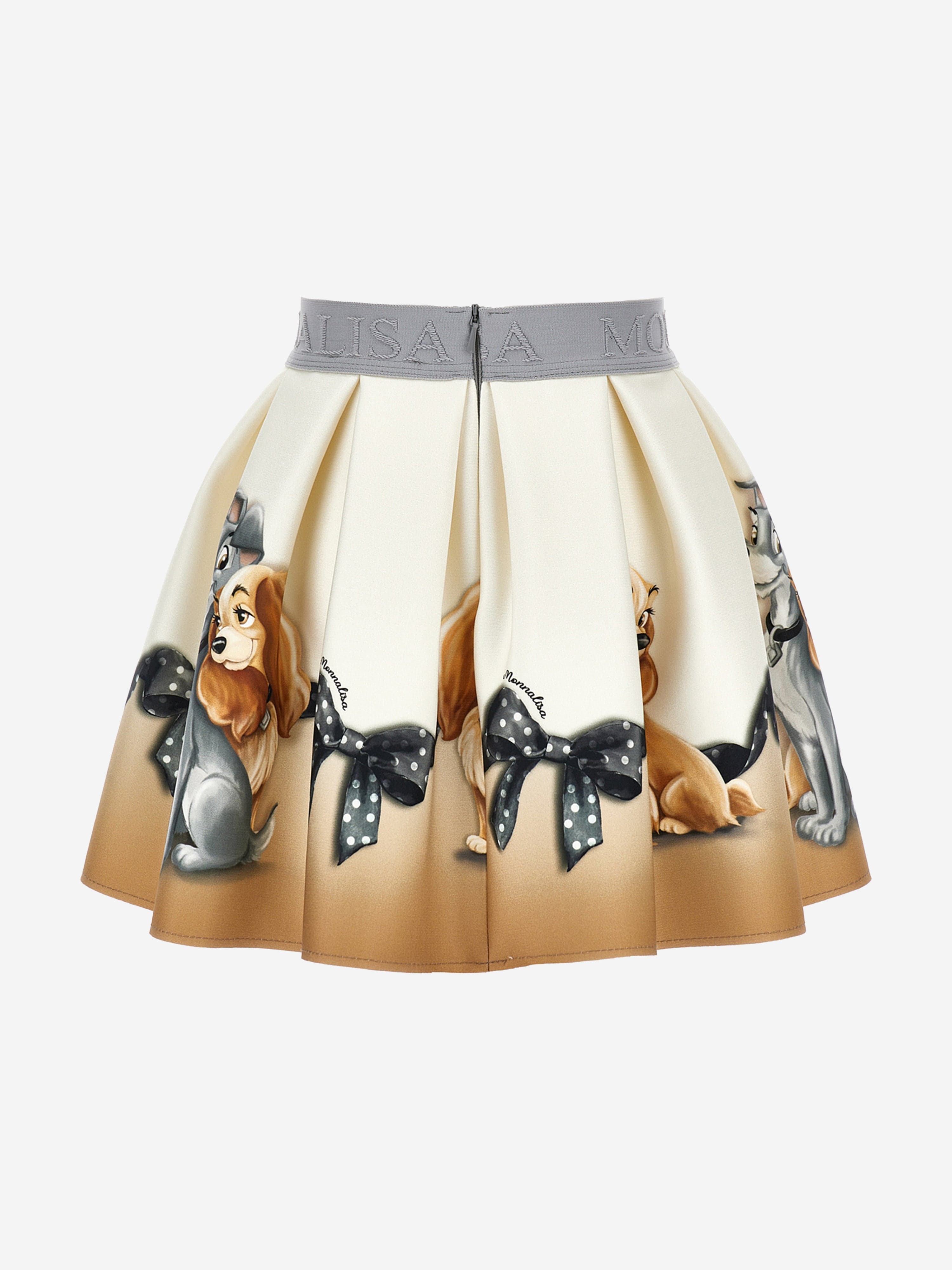 Monnalisa Girls Neoprene Lady And The Tramp Skirt in Ivory