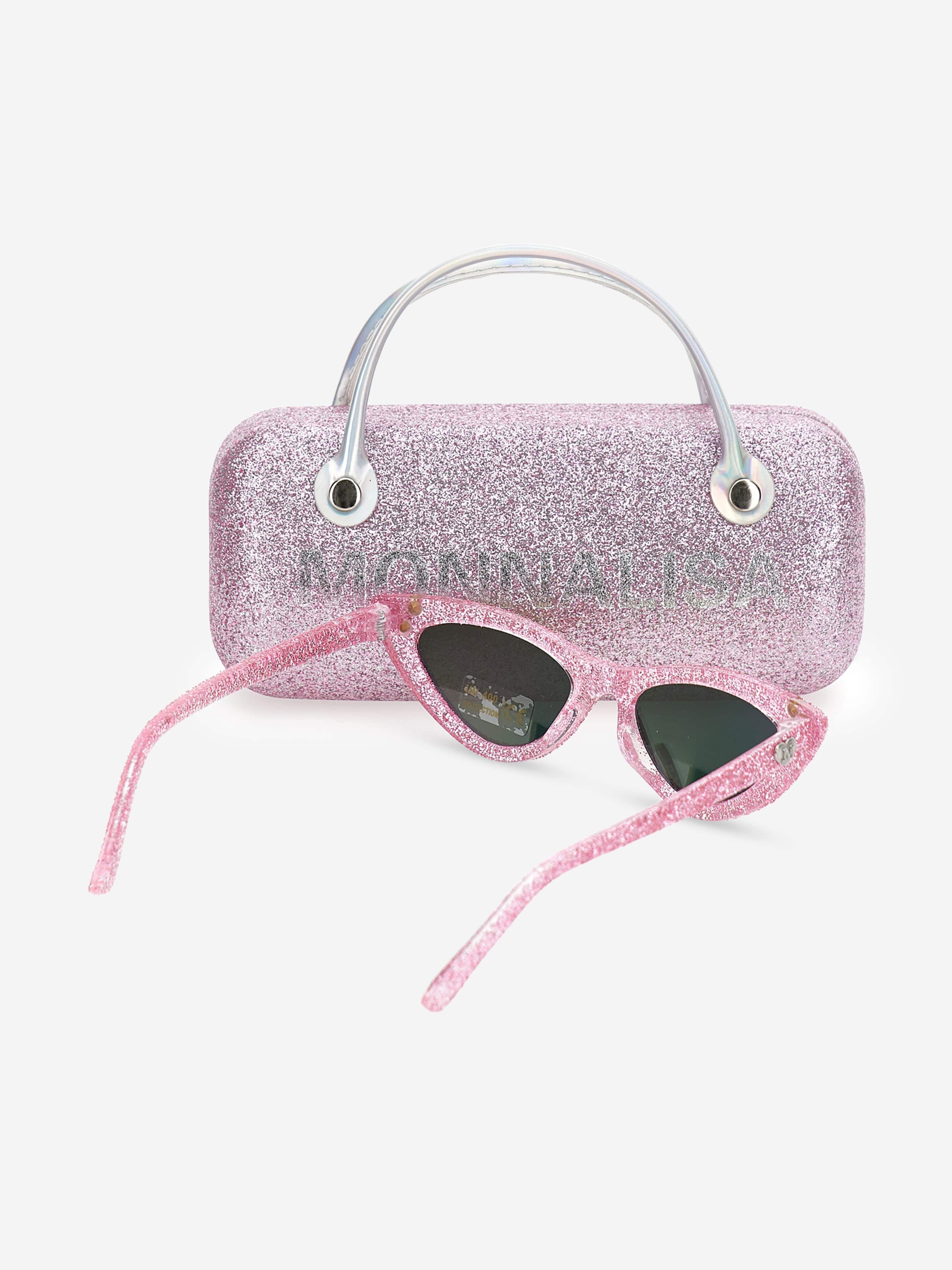 Monnalisa Girls Cat Eye Sparkle Sunglasses With Case in Pink