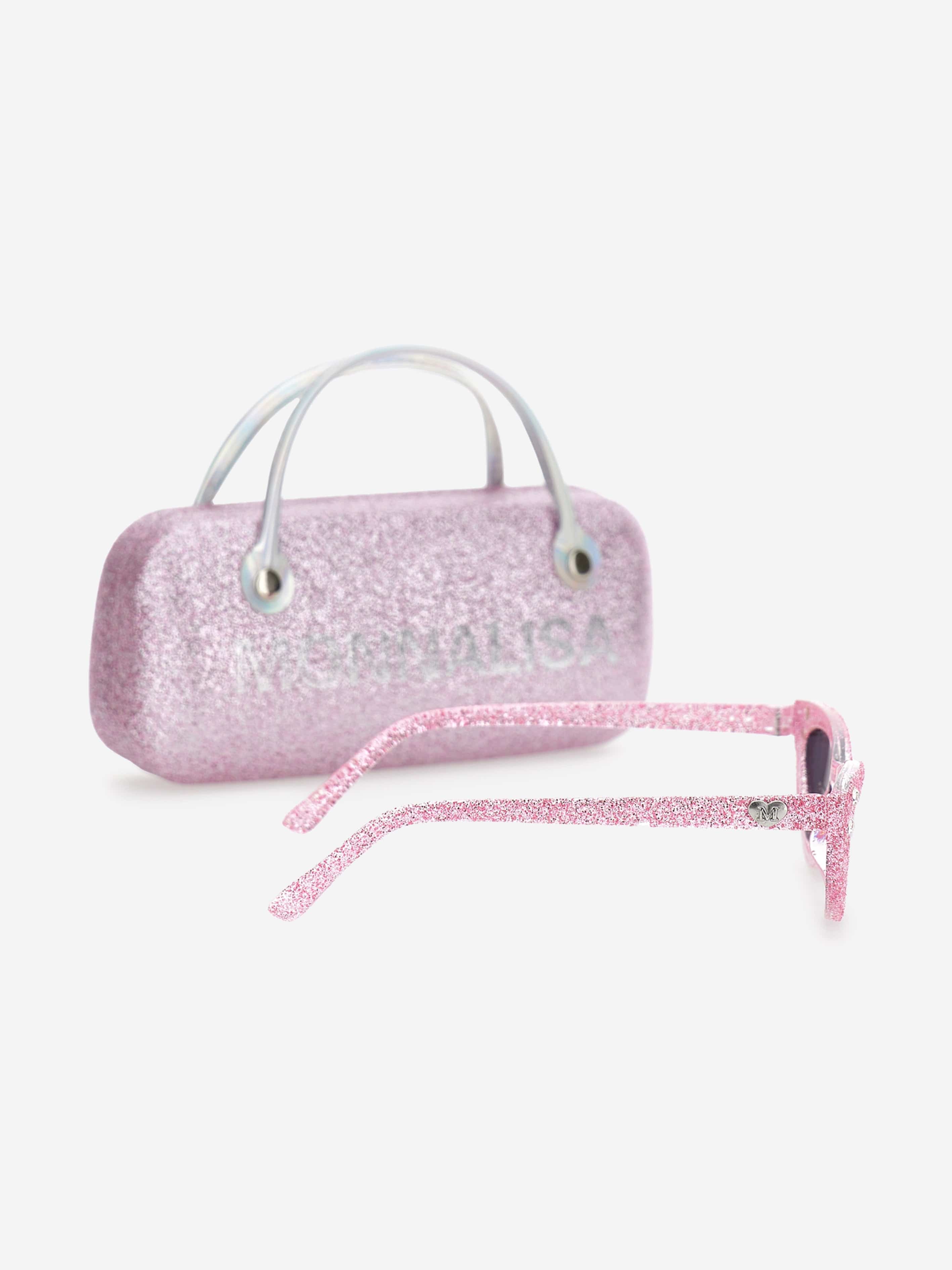 Monnalisa Girls Cat Eye Sparkle Sunglasses With Case in Pink