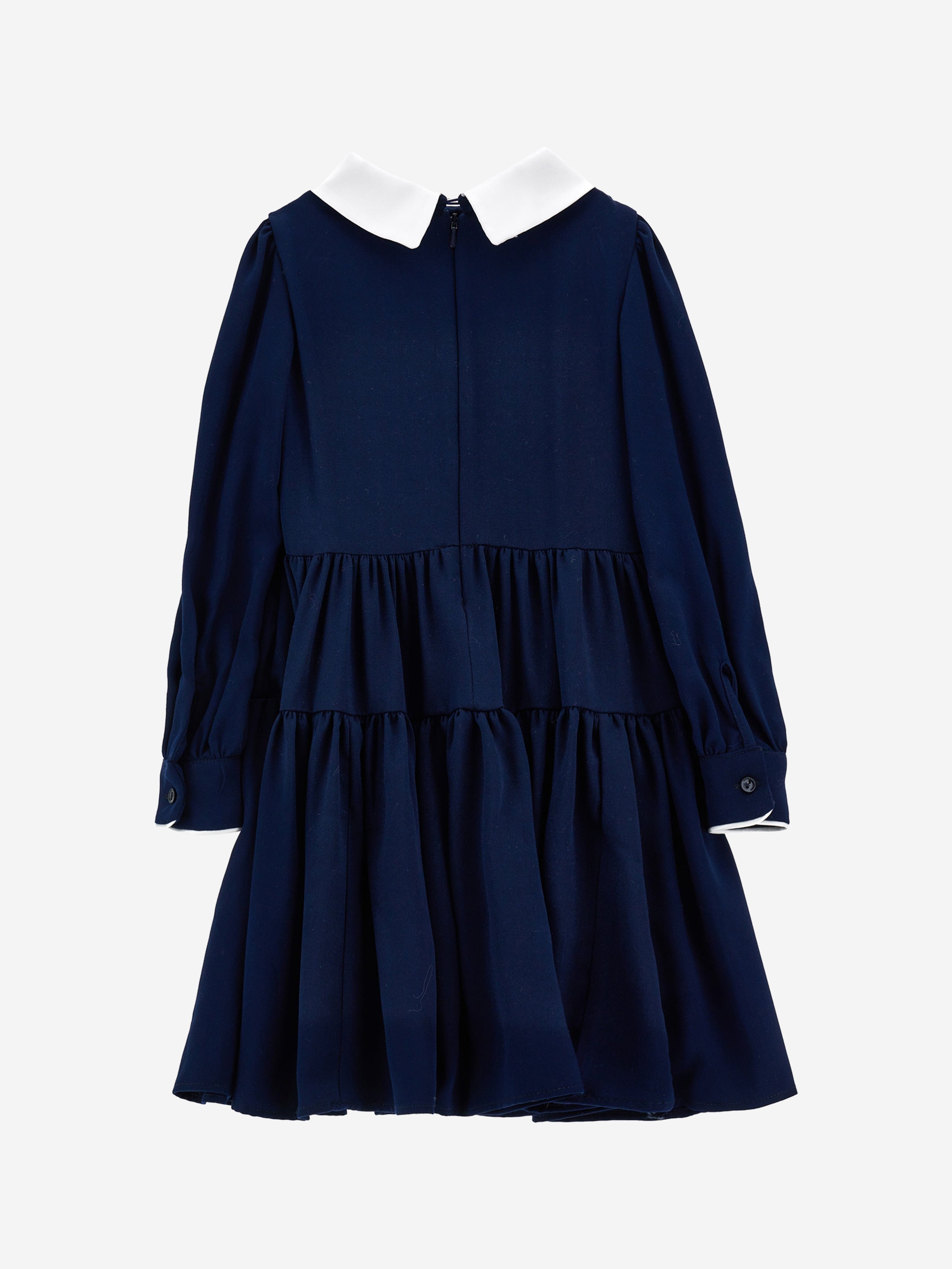 Monnalisa Girls Giselle Twill Dress in Navy