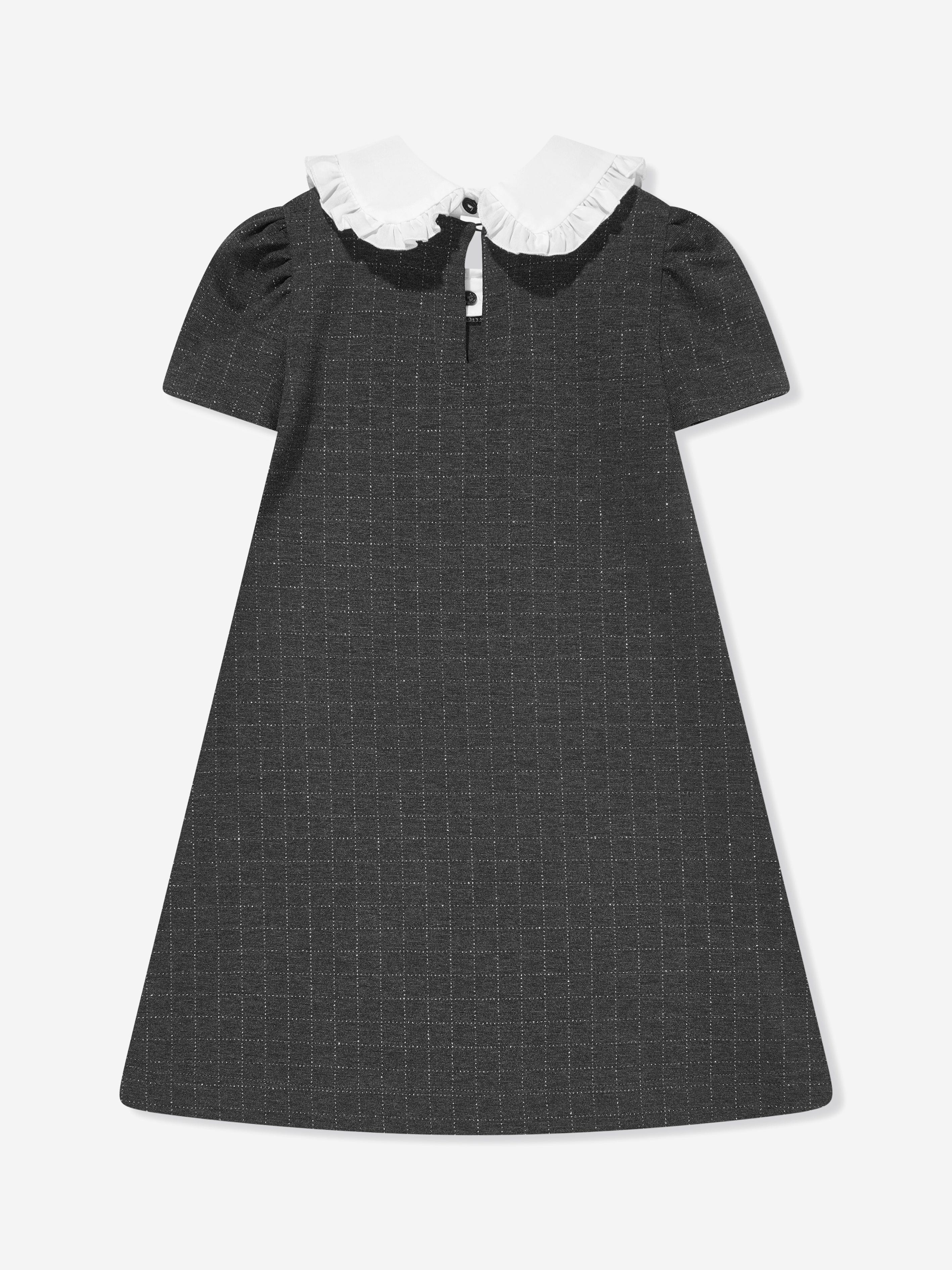 Monnalisa Girls Check Milano Punto Dress in Grey