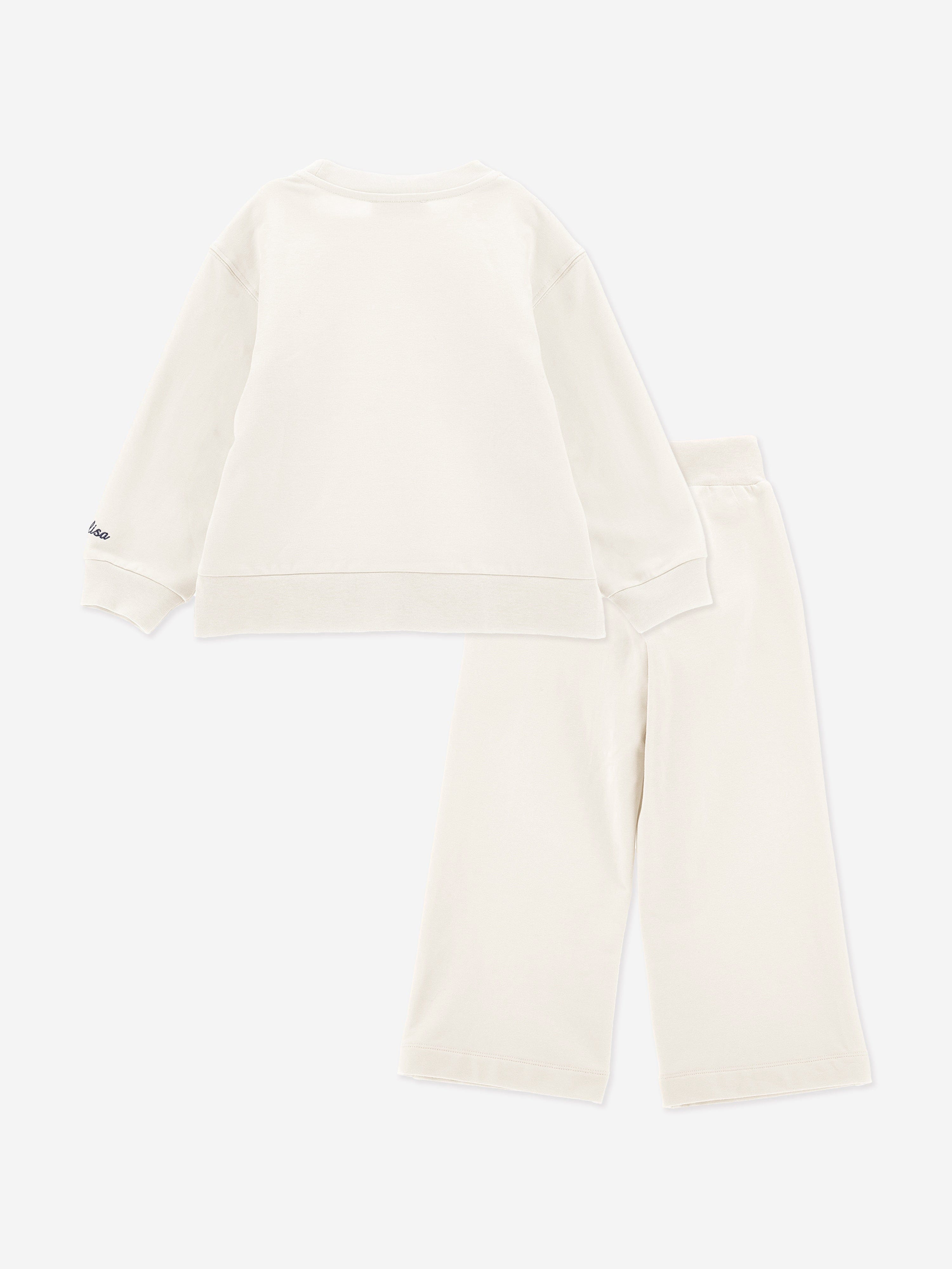 Monnalisa Girls Bouquet Tracksuit in Ivory