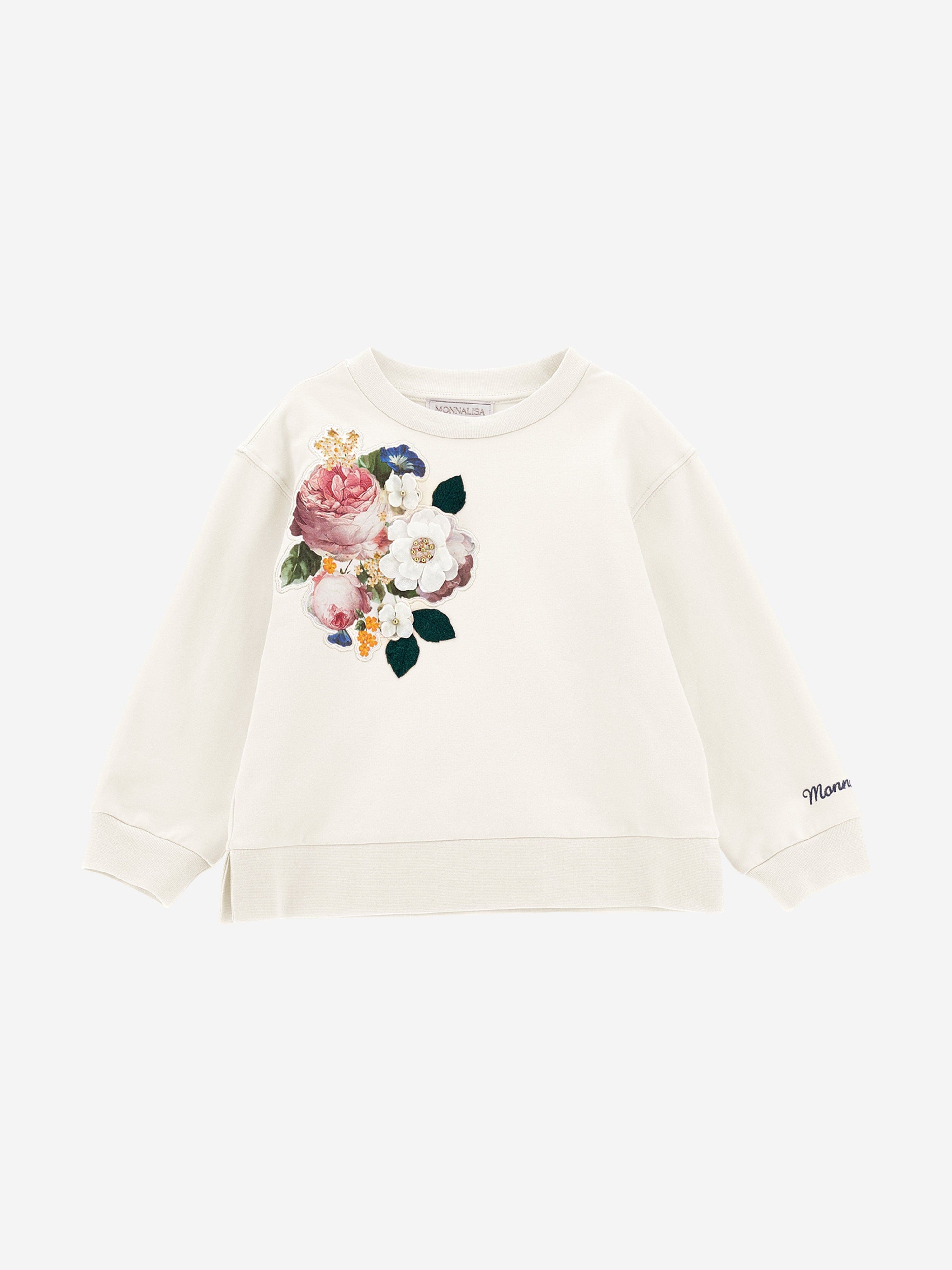 Monnalisa Girls Bouquet Tracksuit in Ivory