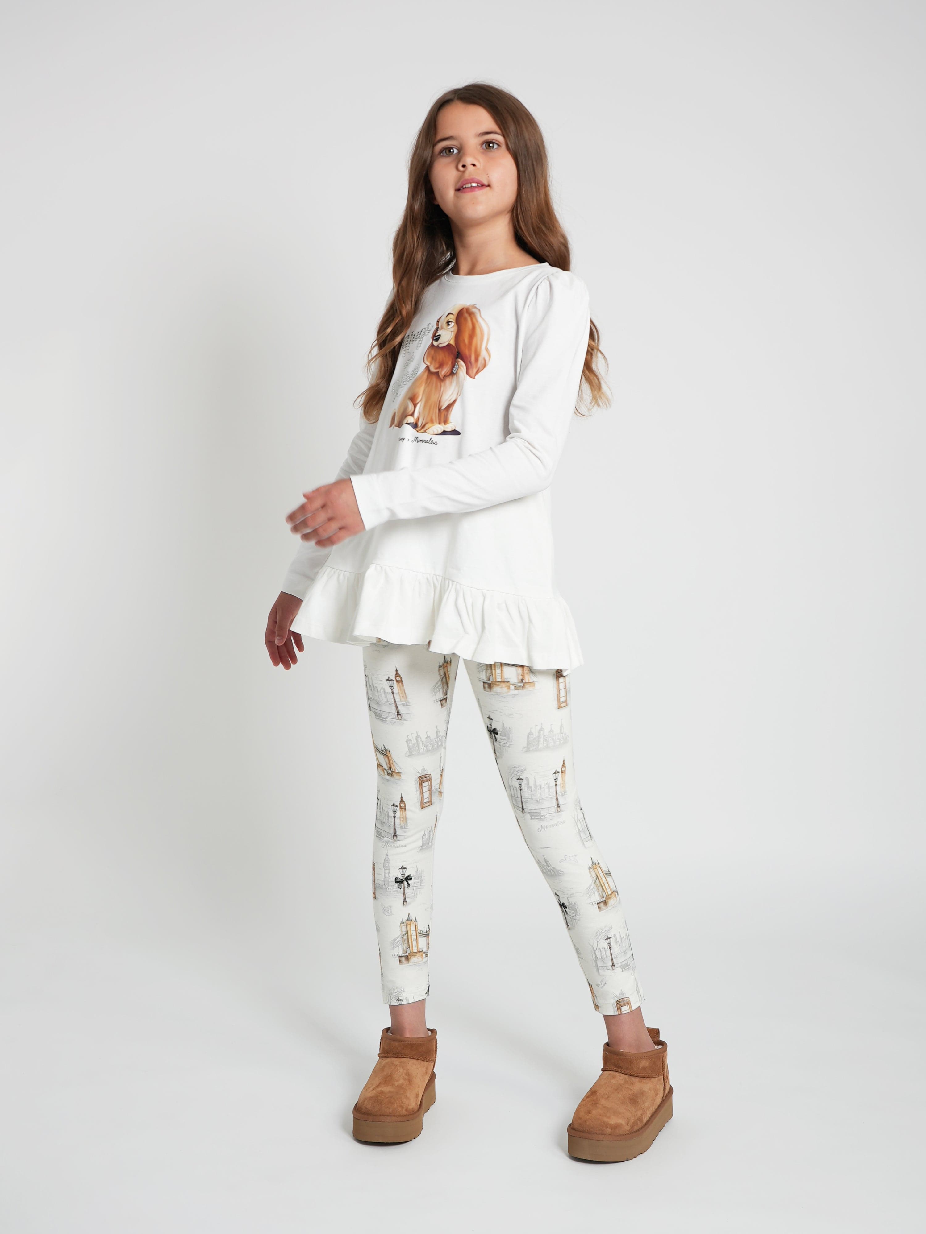 Monnalisa Girls Jersey Leggings in White