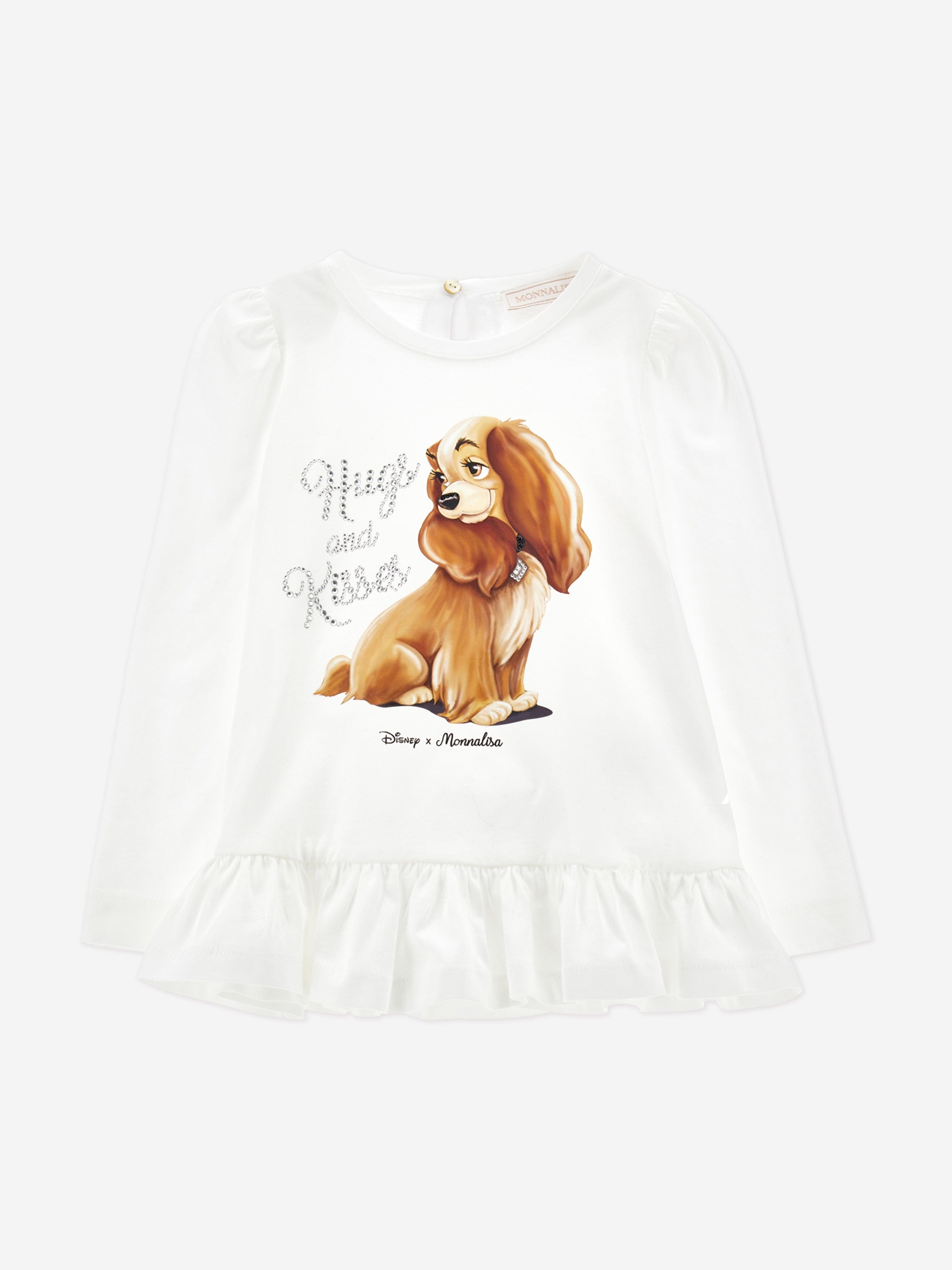 Monnalisa Girls Disney's Lady Long Sleeve T-Shirt in Ivory