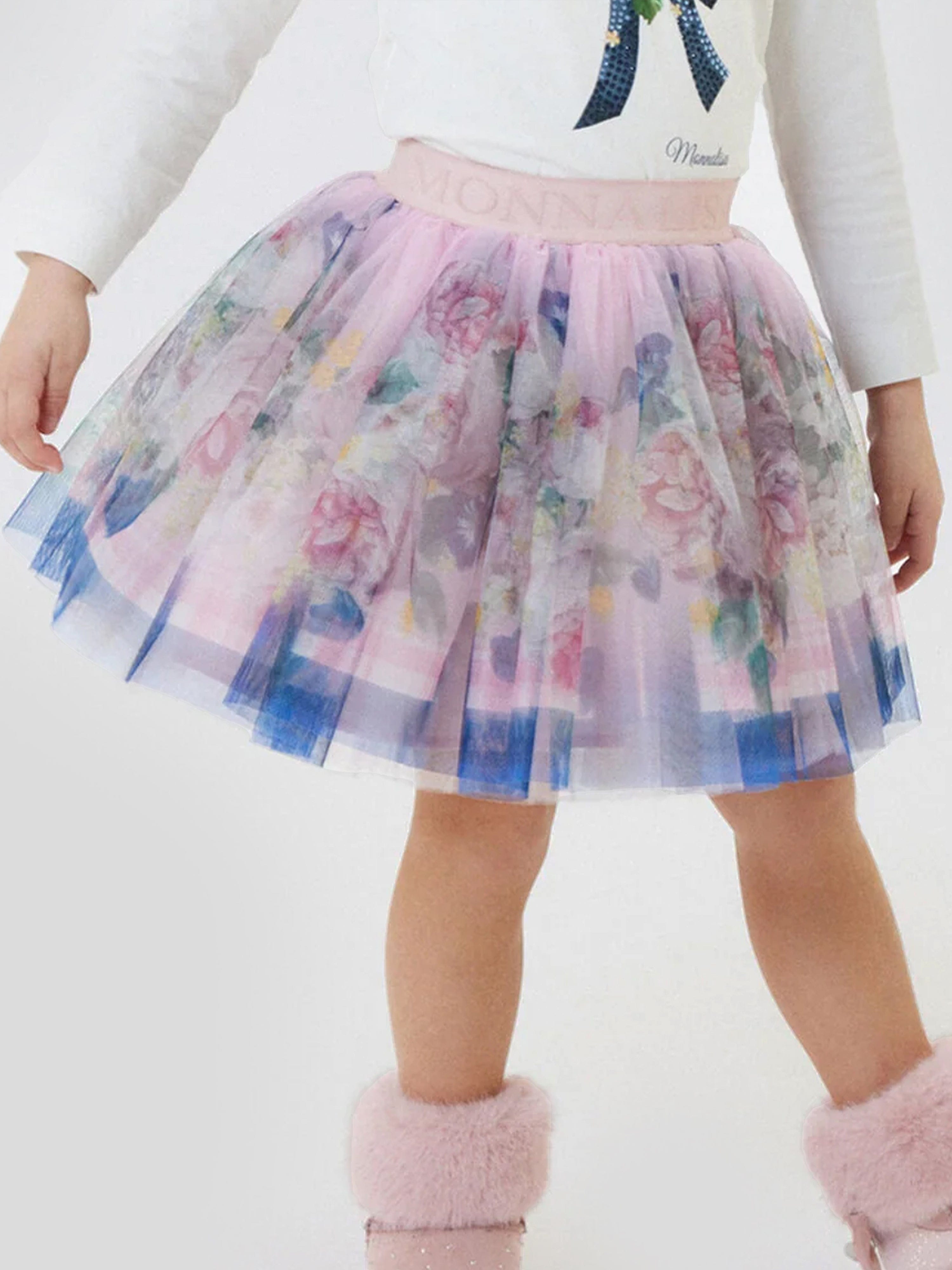 Monnalisa Girls Baroque Floral Skirt in Multicolour