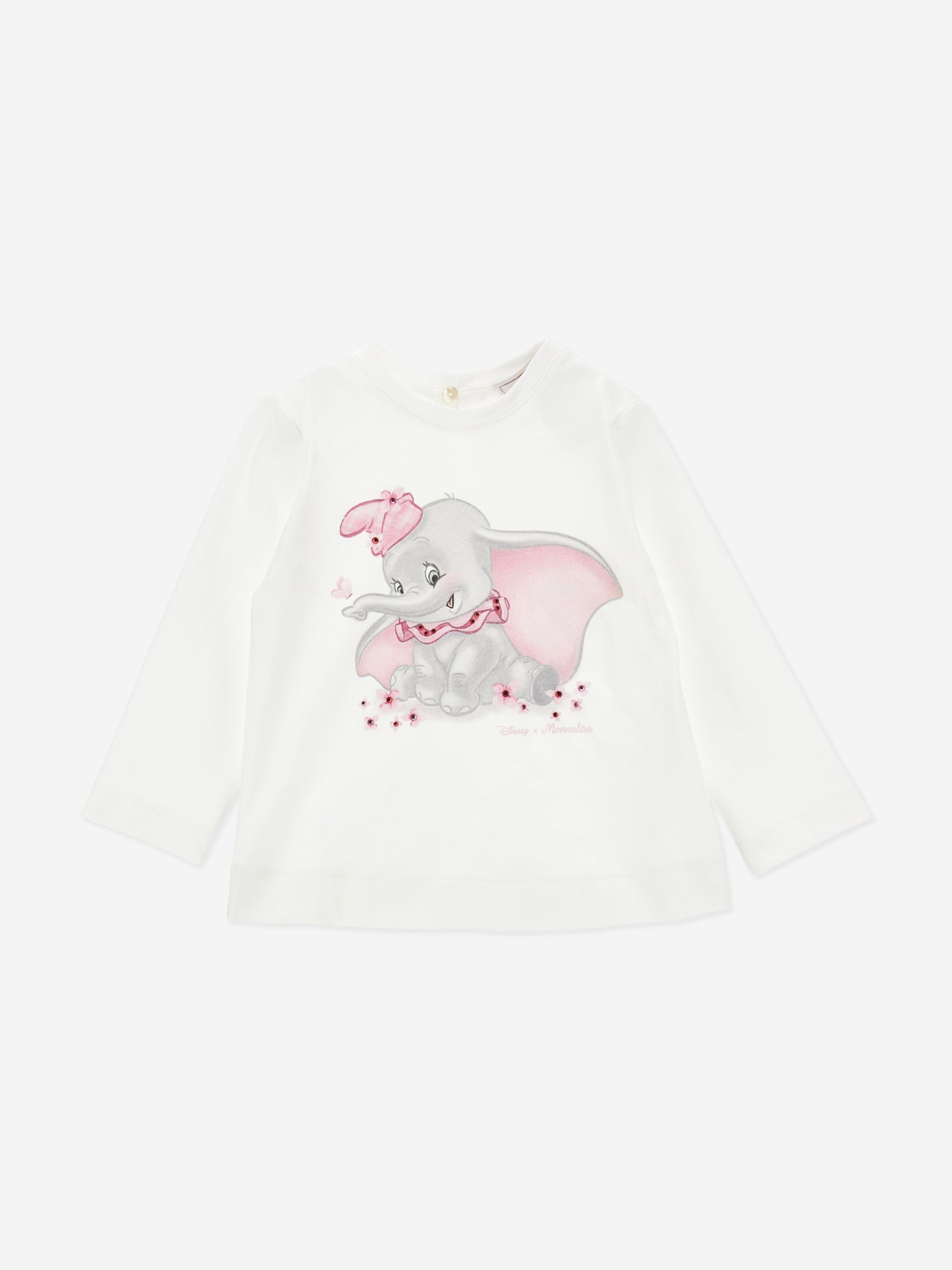 Monnalisa Baby Girls Long Sleeve Dumbo T-Shirt in Ivory