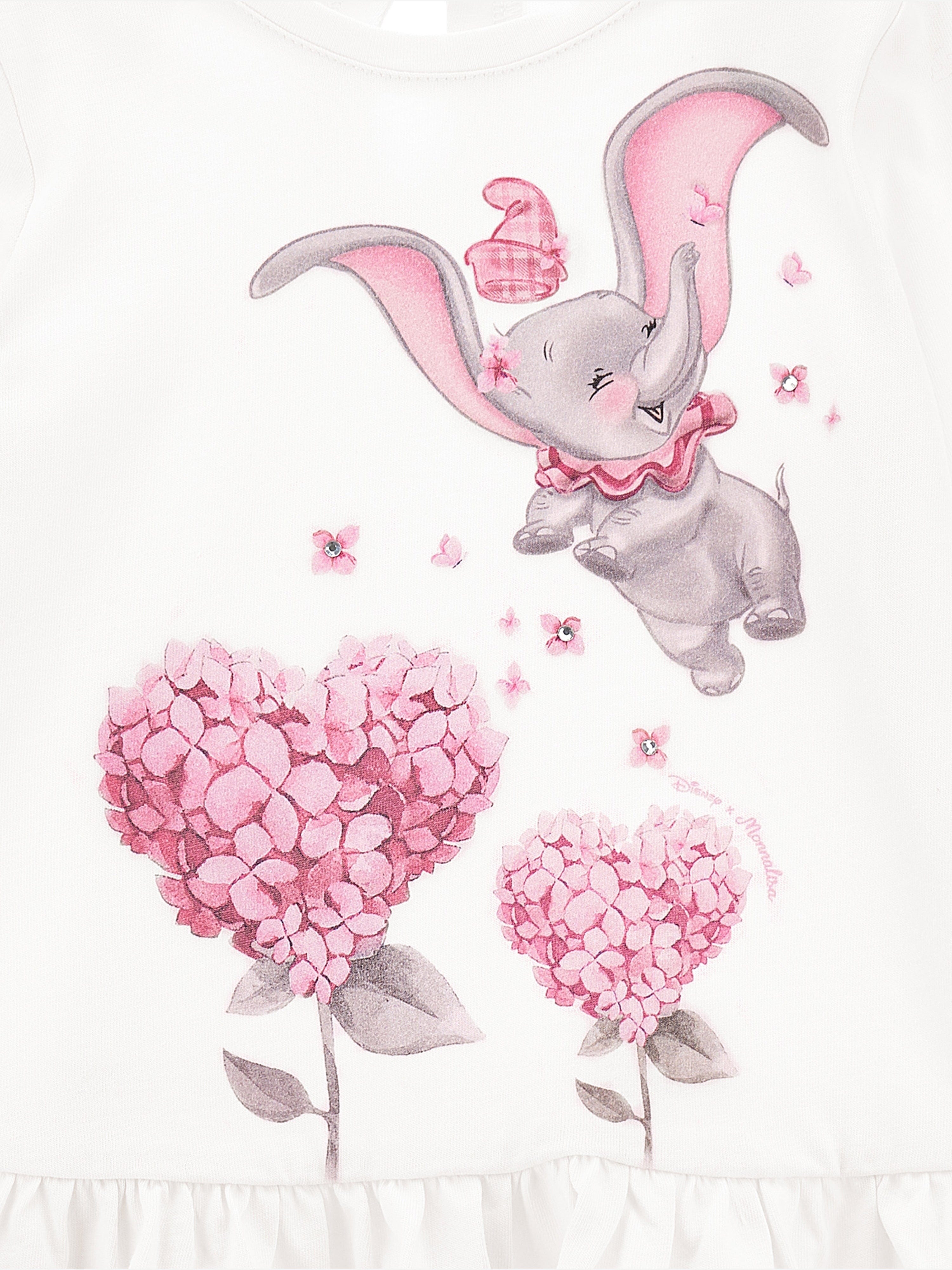 Monnalisa Baby Girls Long Sleeve Dumbo T-Shirt in Ivory