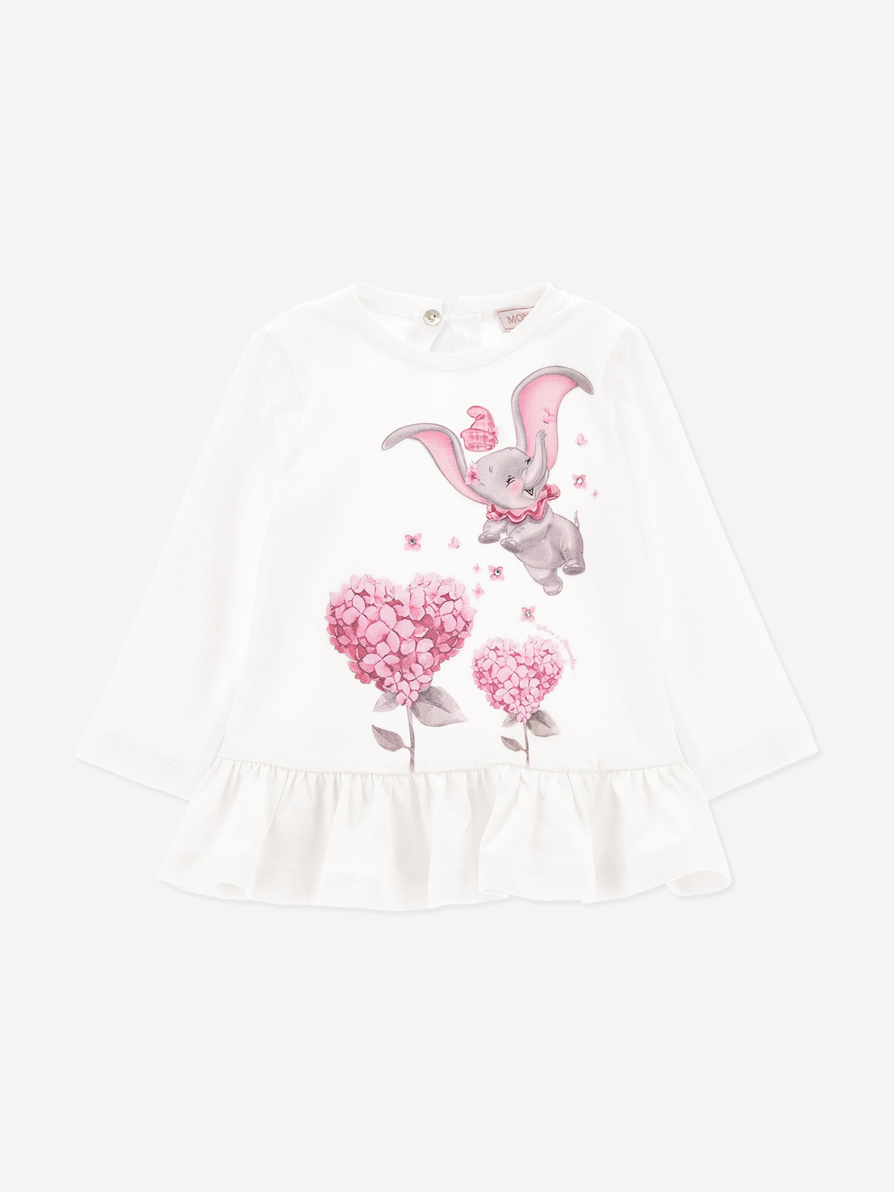 Monnalisa Baby Girls Long Sleeve Dumbo T-Shirt in Ivory