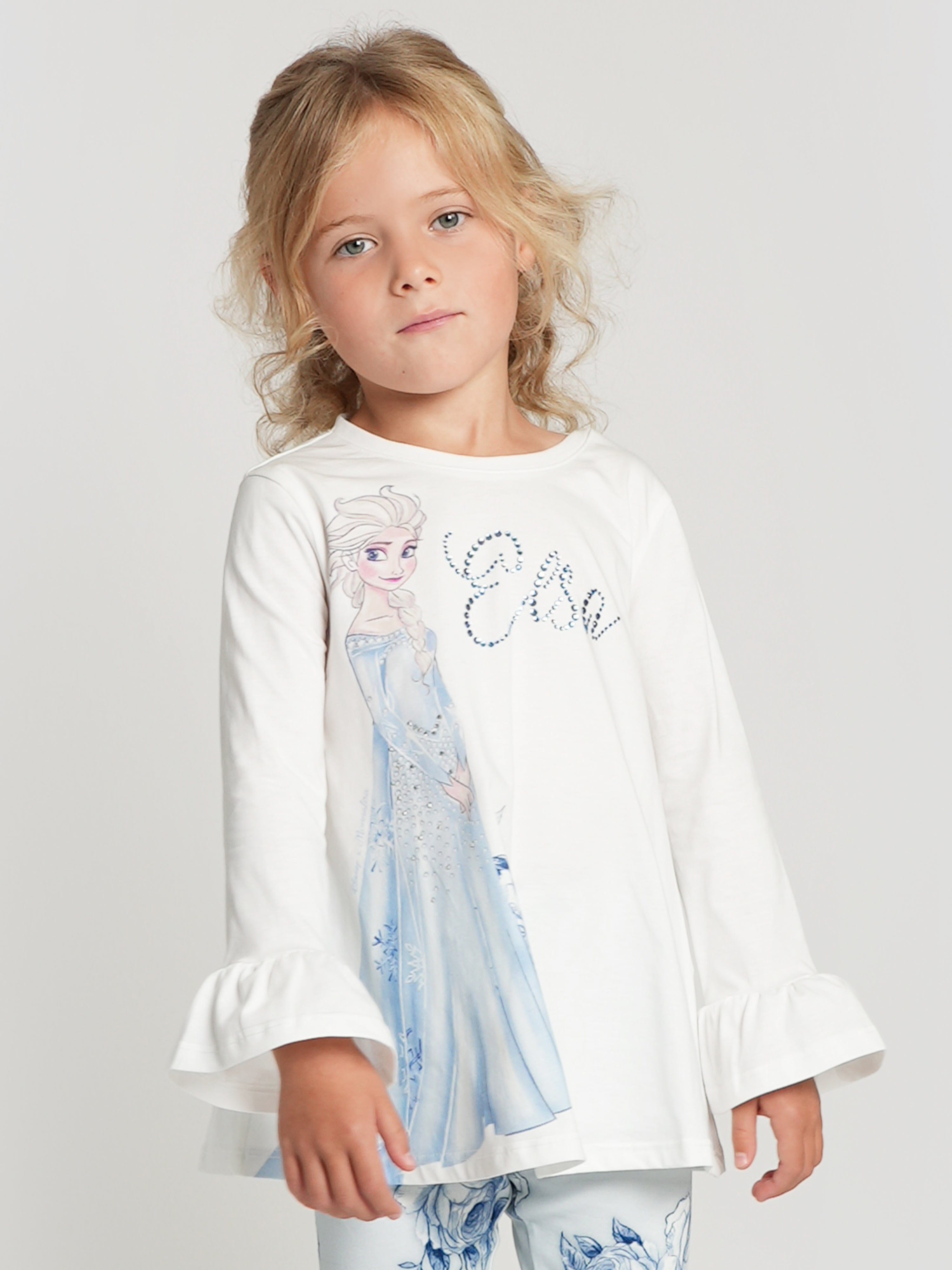 Monnalisa Girls Elsa Maxi T-Shirt in White