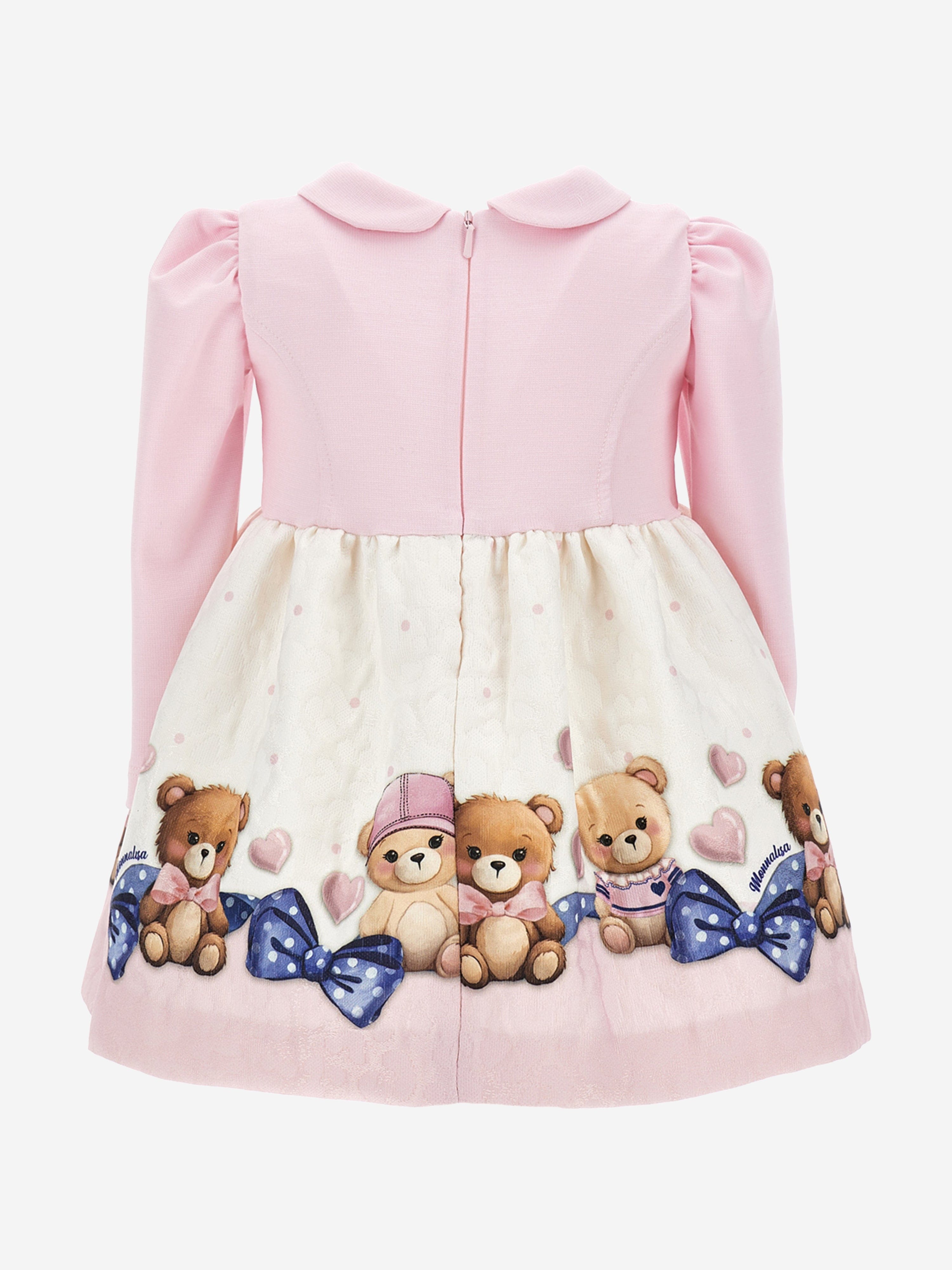 Monnalisa Baby Girls Teddy Bear Dress in Pink