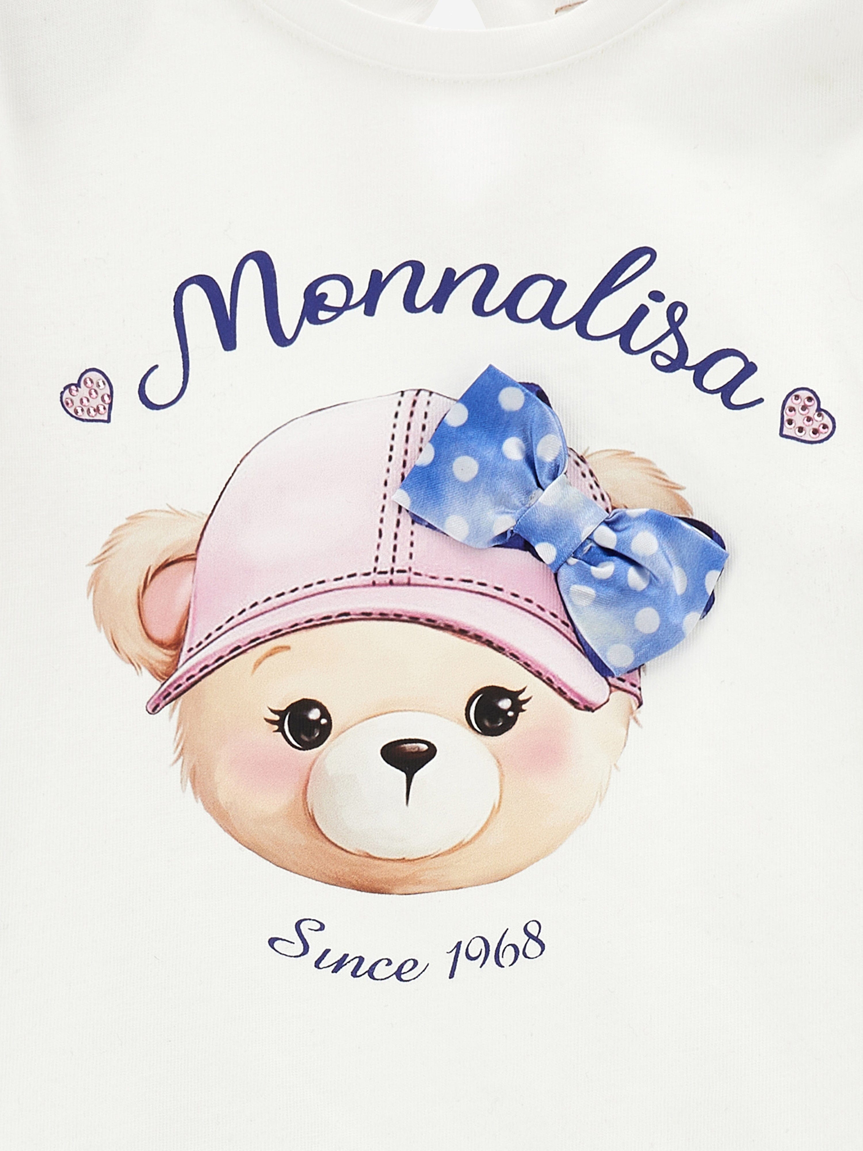 Monnalisa Baby Girls Long Sleeve Teddy T-Shirt in White