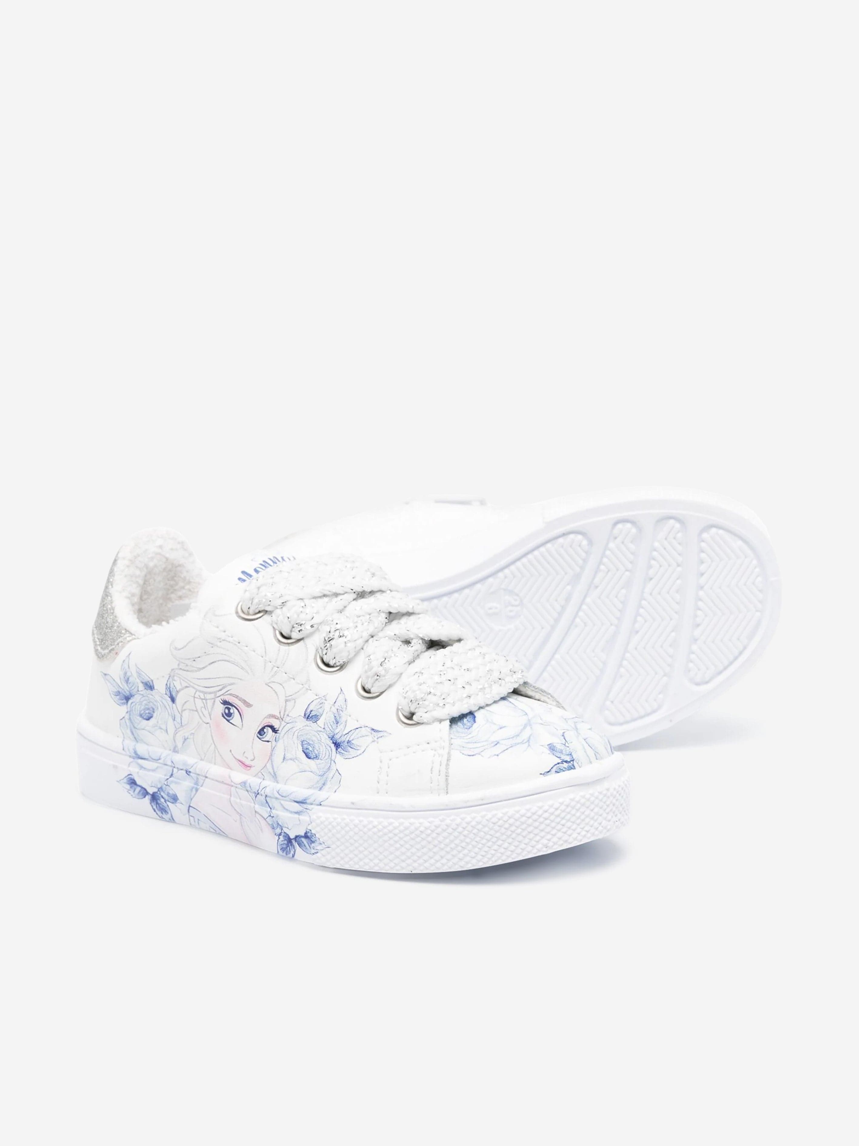 Monnalisa Girls Leather Frozen Trainers in White