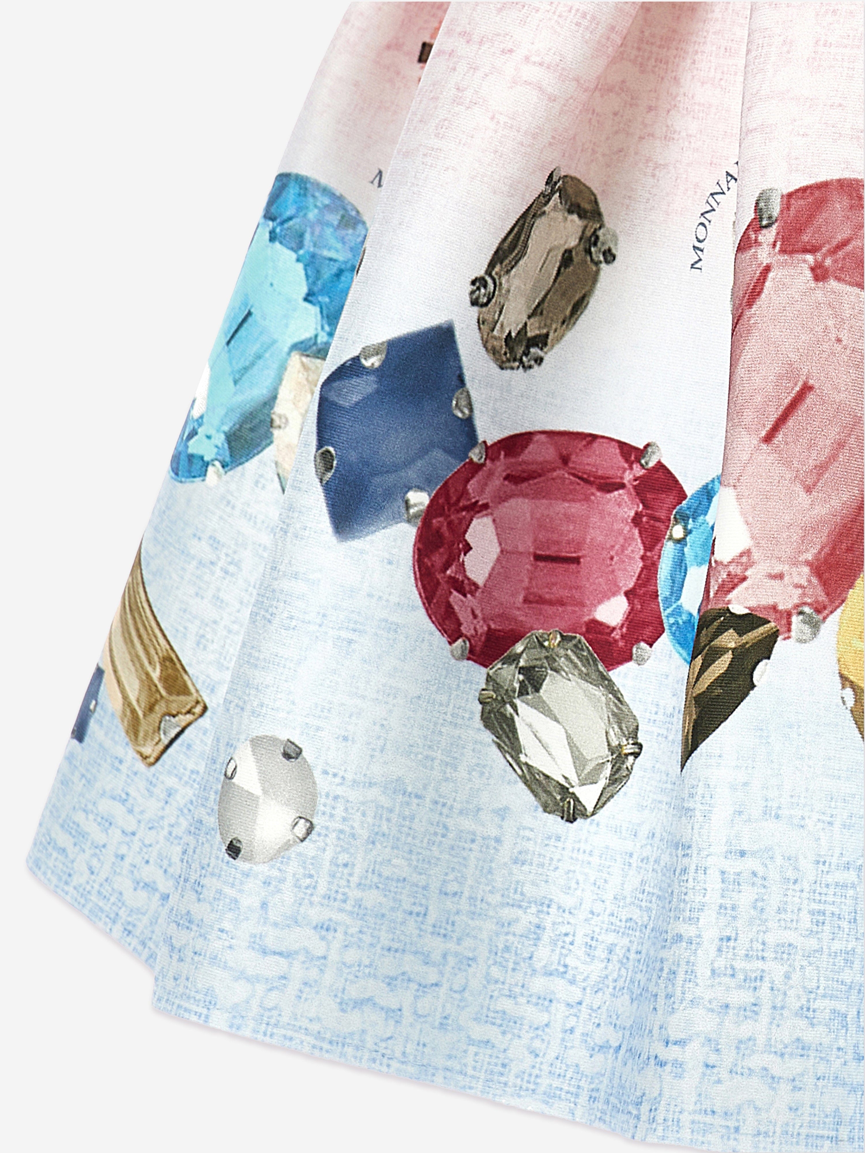 Monnalisa Girls Gem Print Neoprene Skirt in Pink