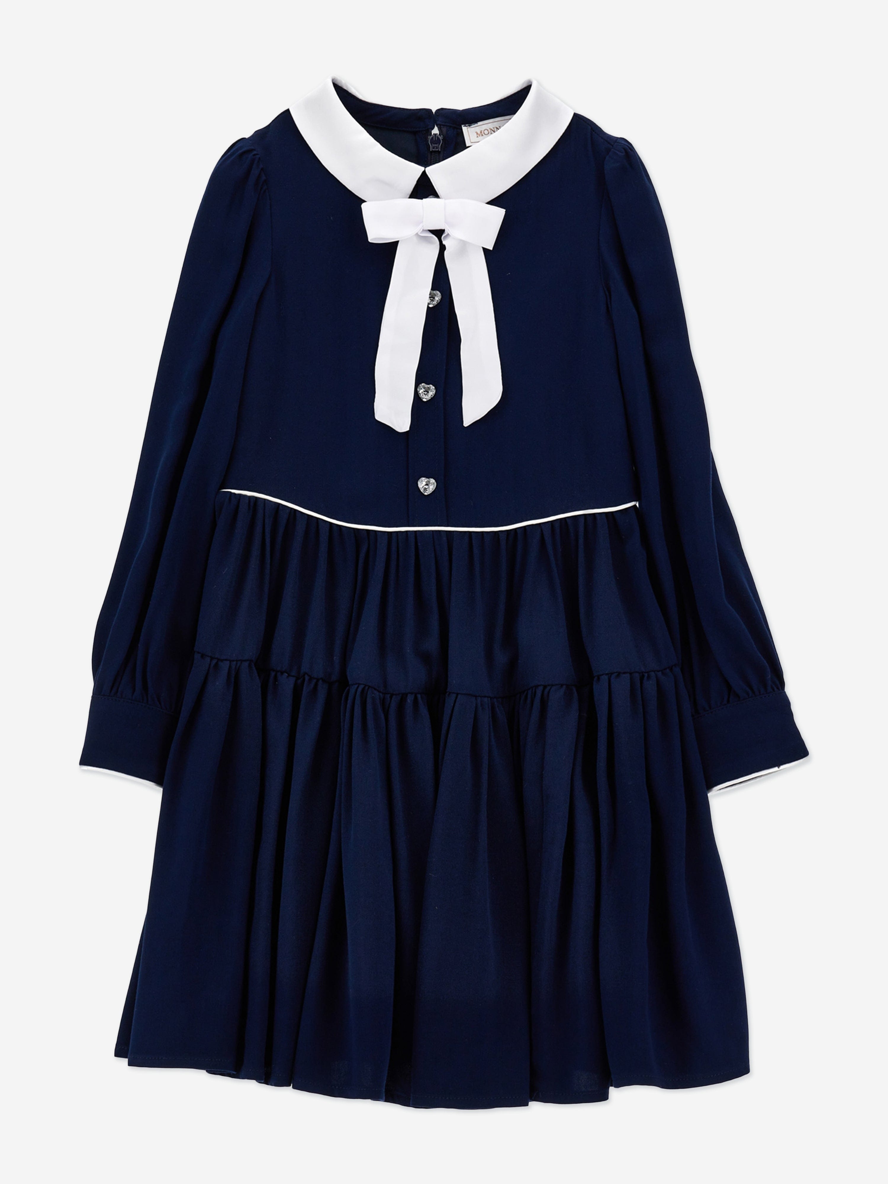 Monnalisa Girls Irina Twill Dress in Navy