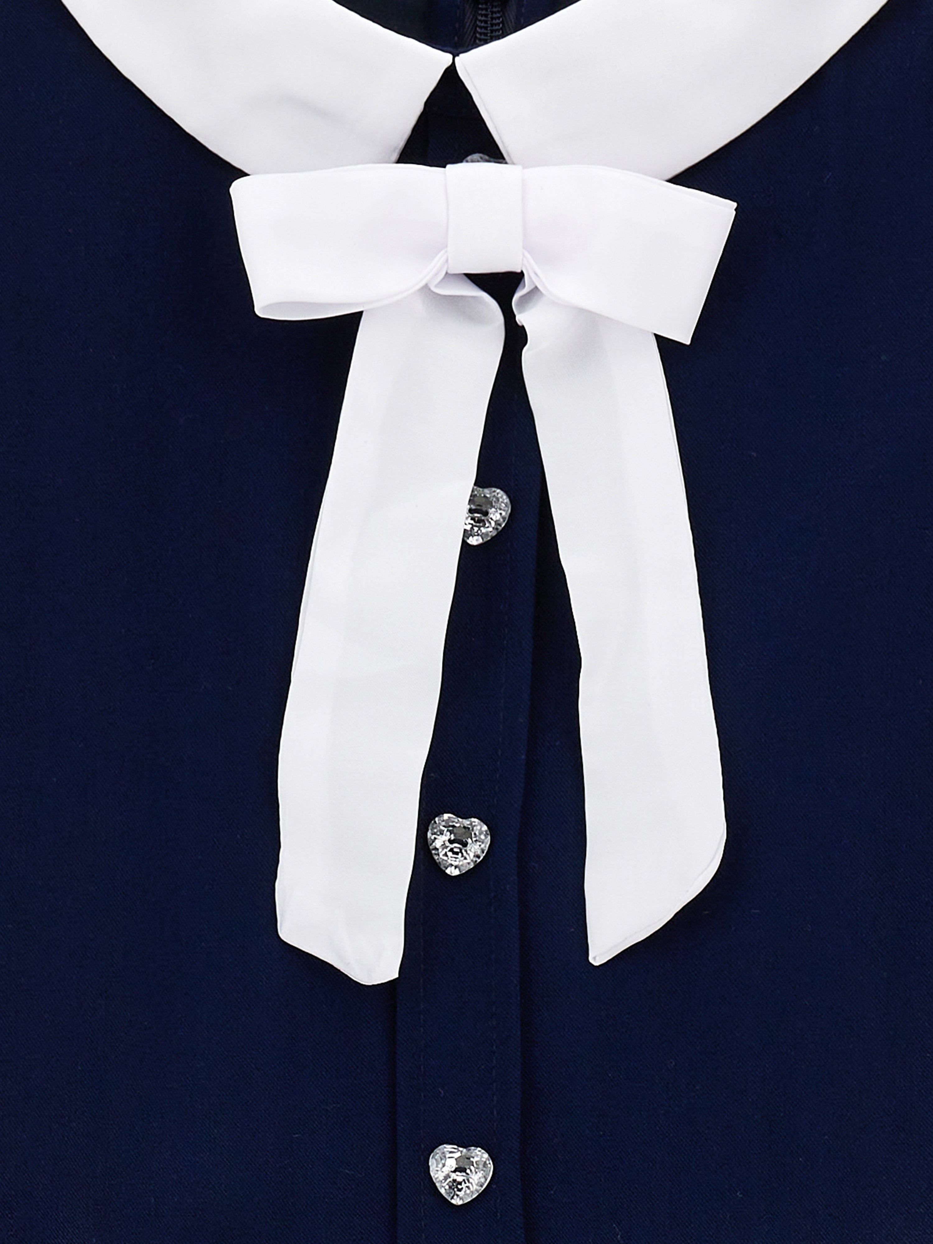 Monnalisa Girls Irina Twill Dress in Navy