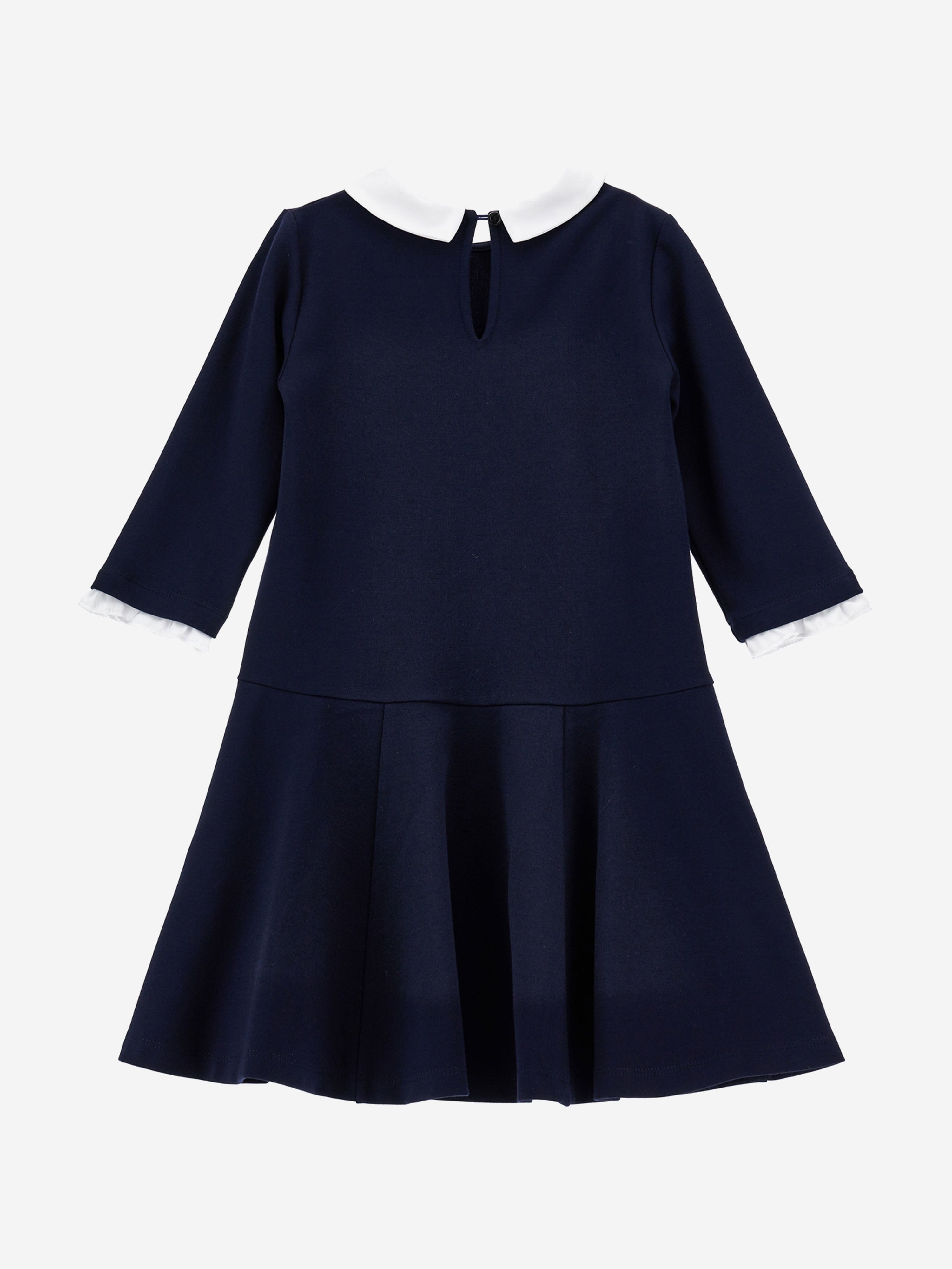 Monnalisa Girls Punto Milano Dress in Navy