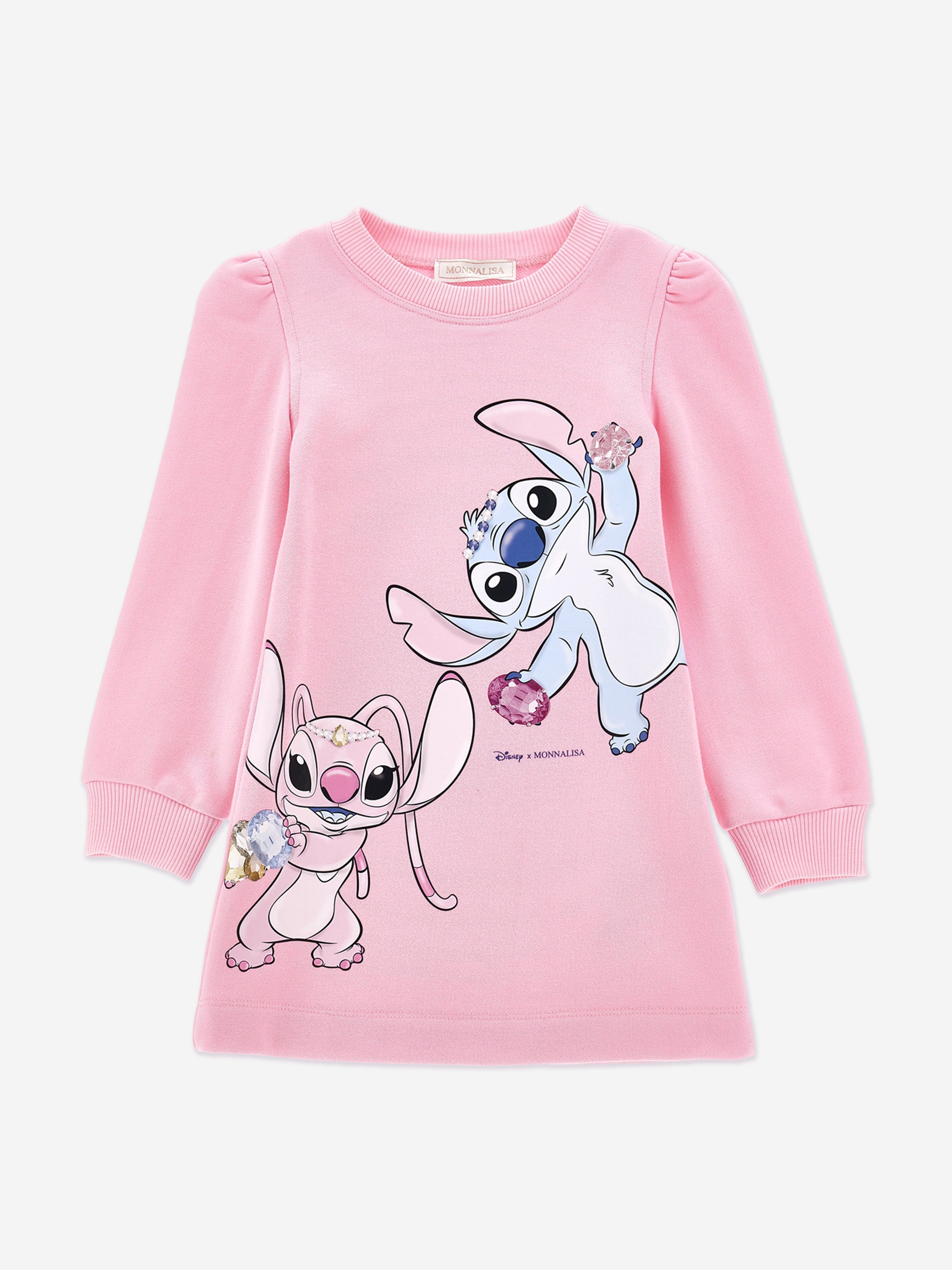 Monnalisa Girls Stitch and Angel Sweater Dress in Pink