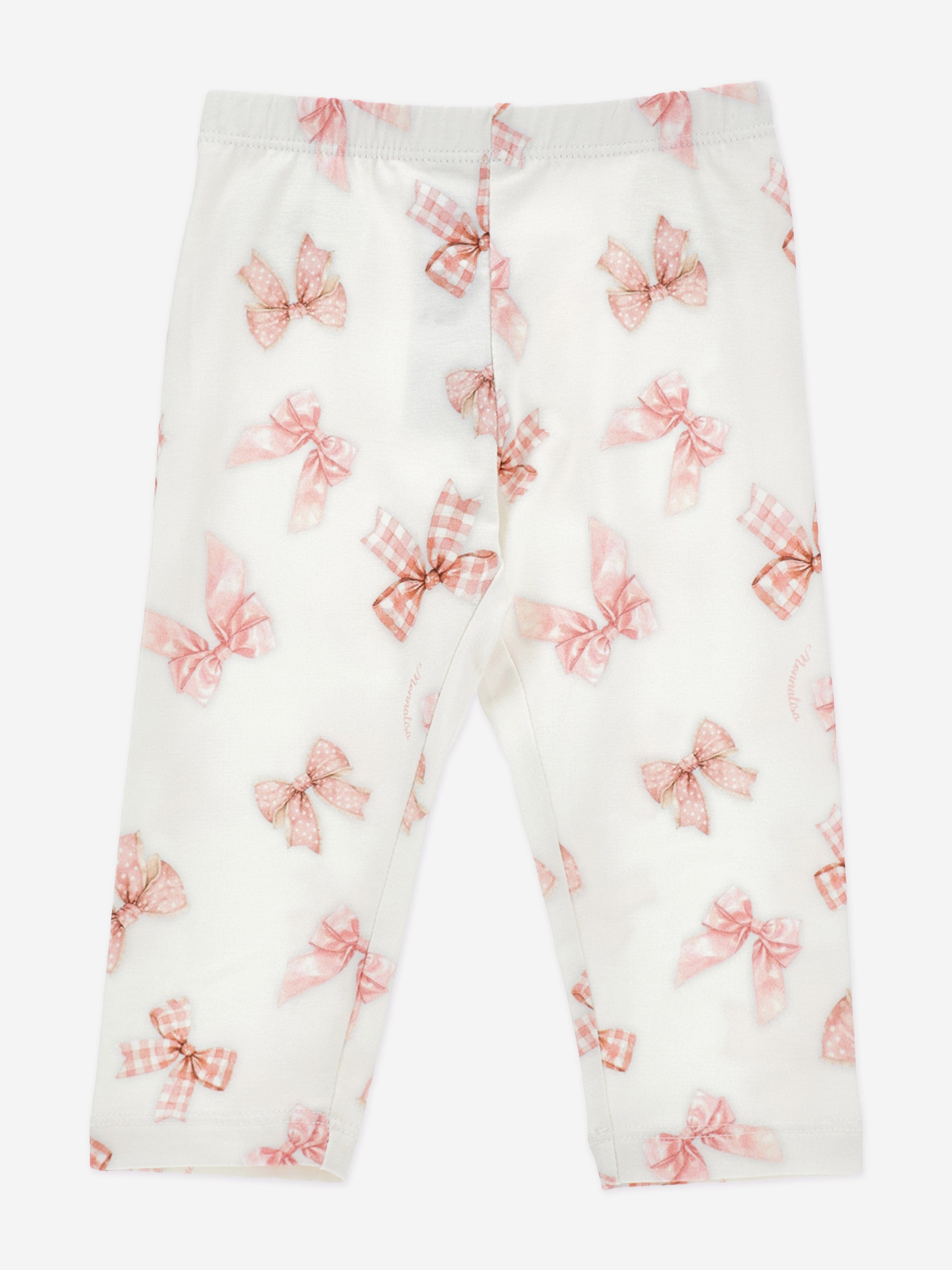 Monnalisa Baby Girls Bow Print Leggings in White