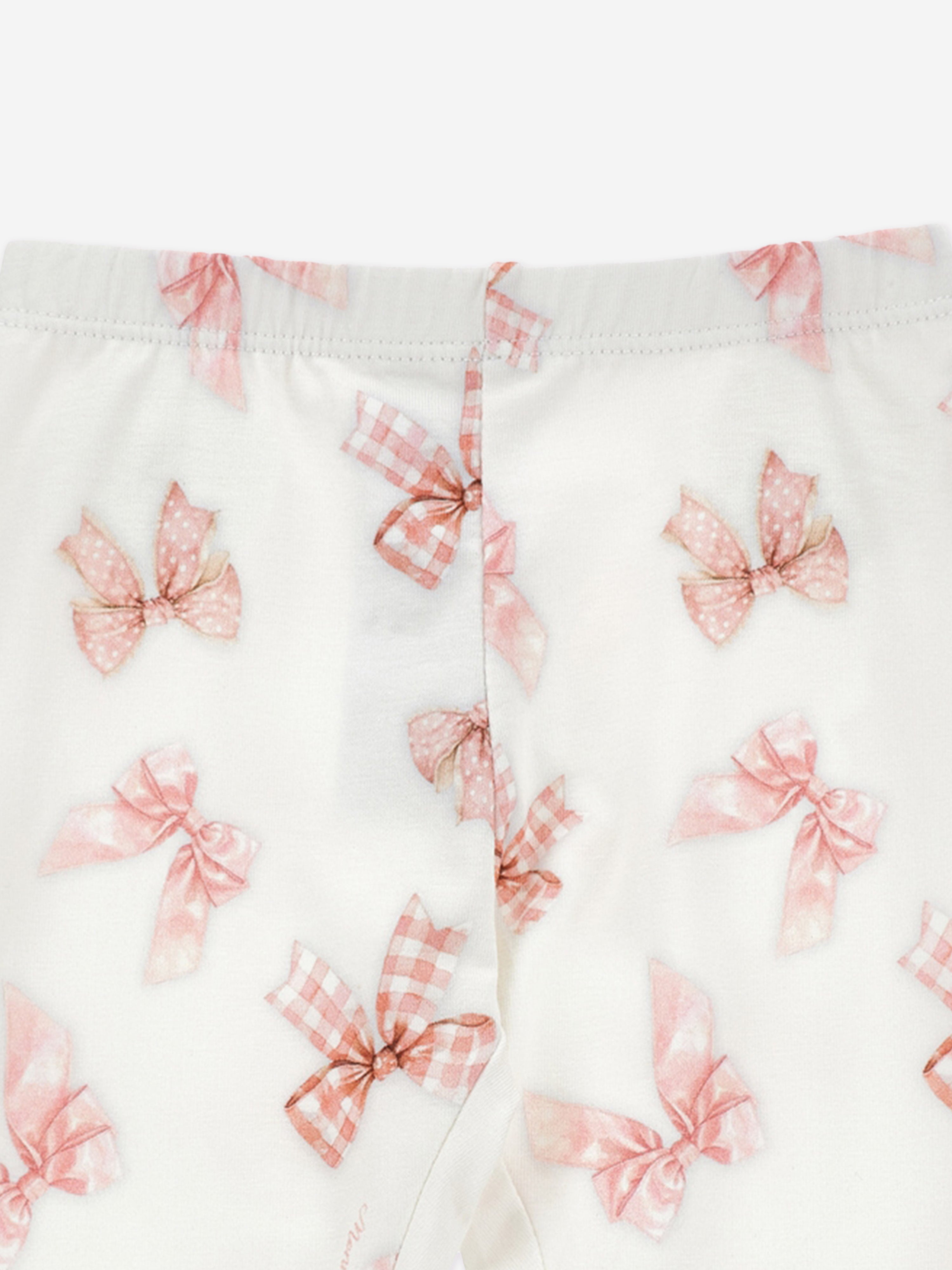 Monnalisa Baby Girls Bow Print Leggings in White