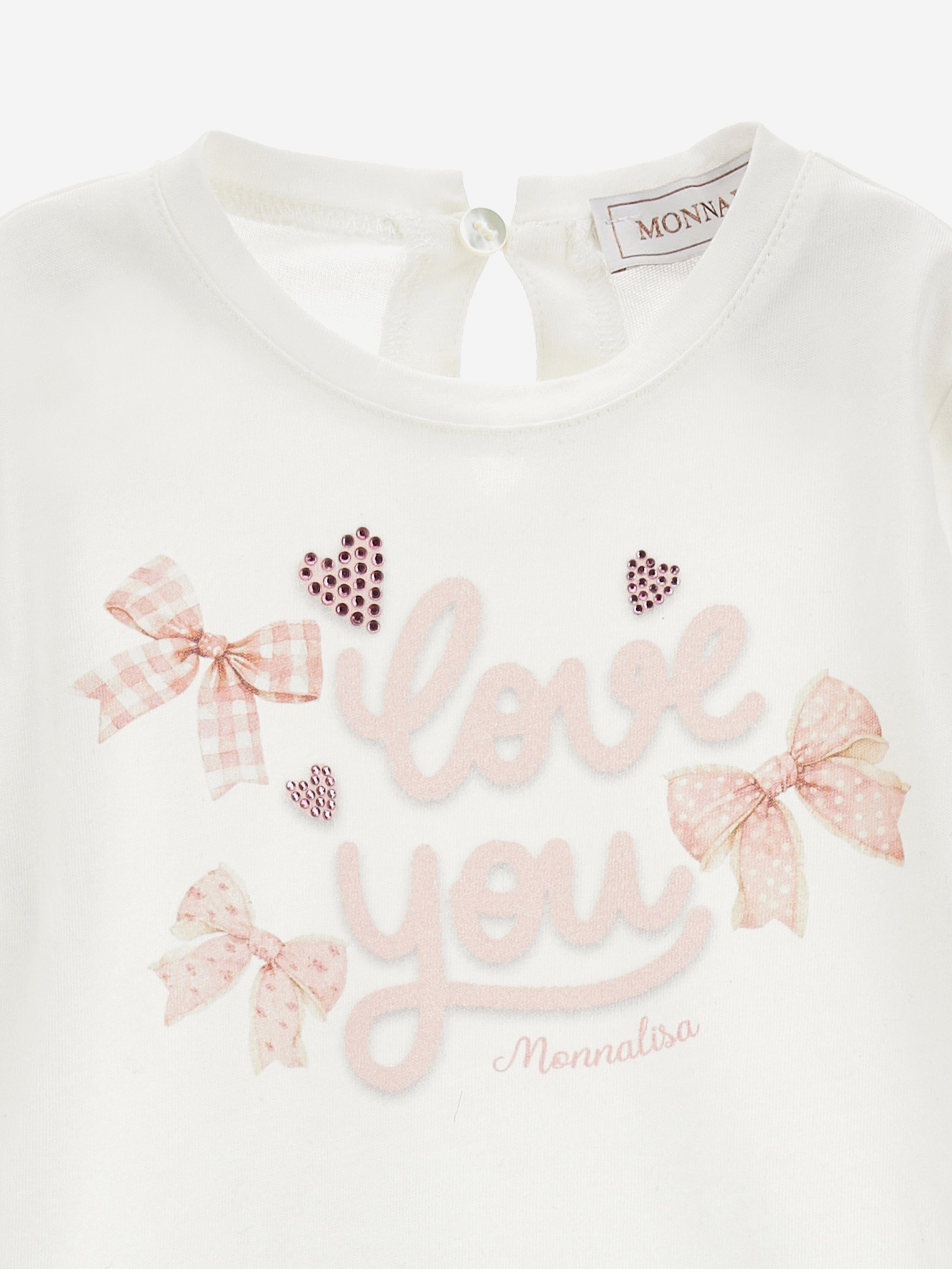 Monnalisa Baby Girls Bow Print Leggings Set in Pink