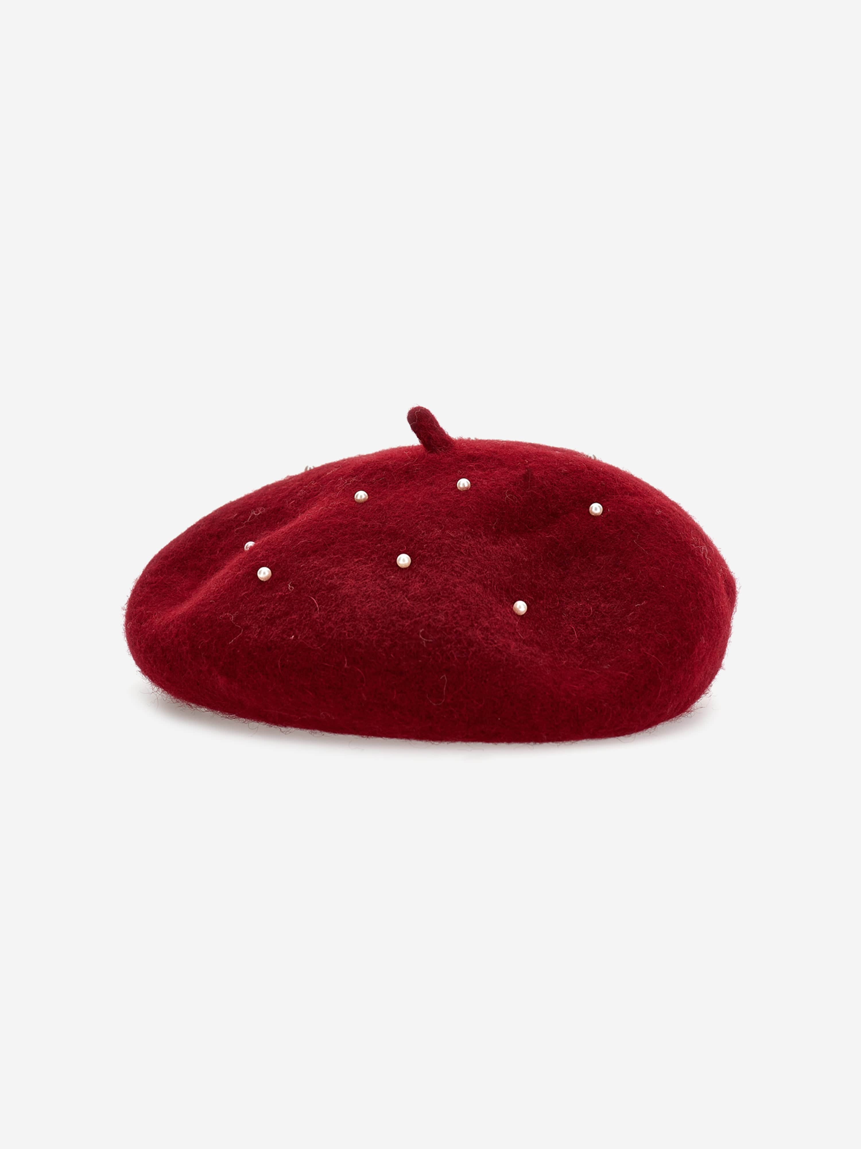 Monnalisa Girls Pearl Applique Beret in Red