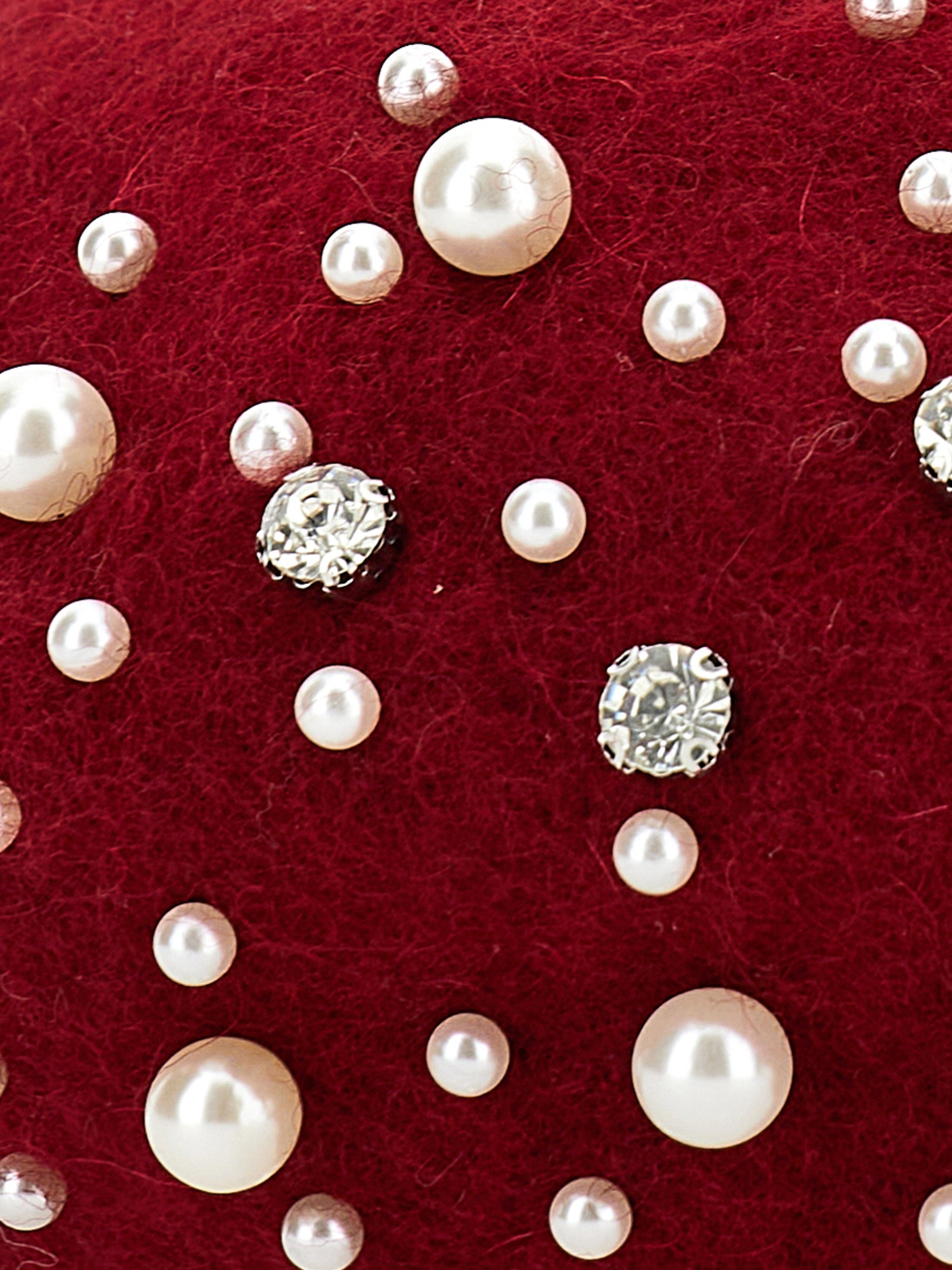 Monnalisa Girls Pearl Applique Beret in Red