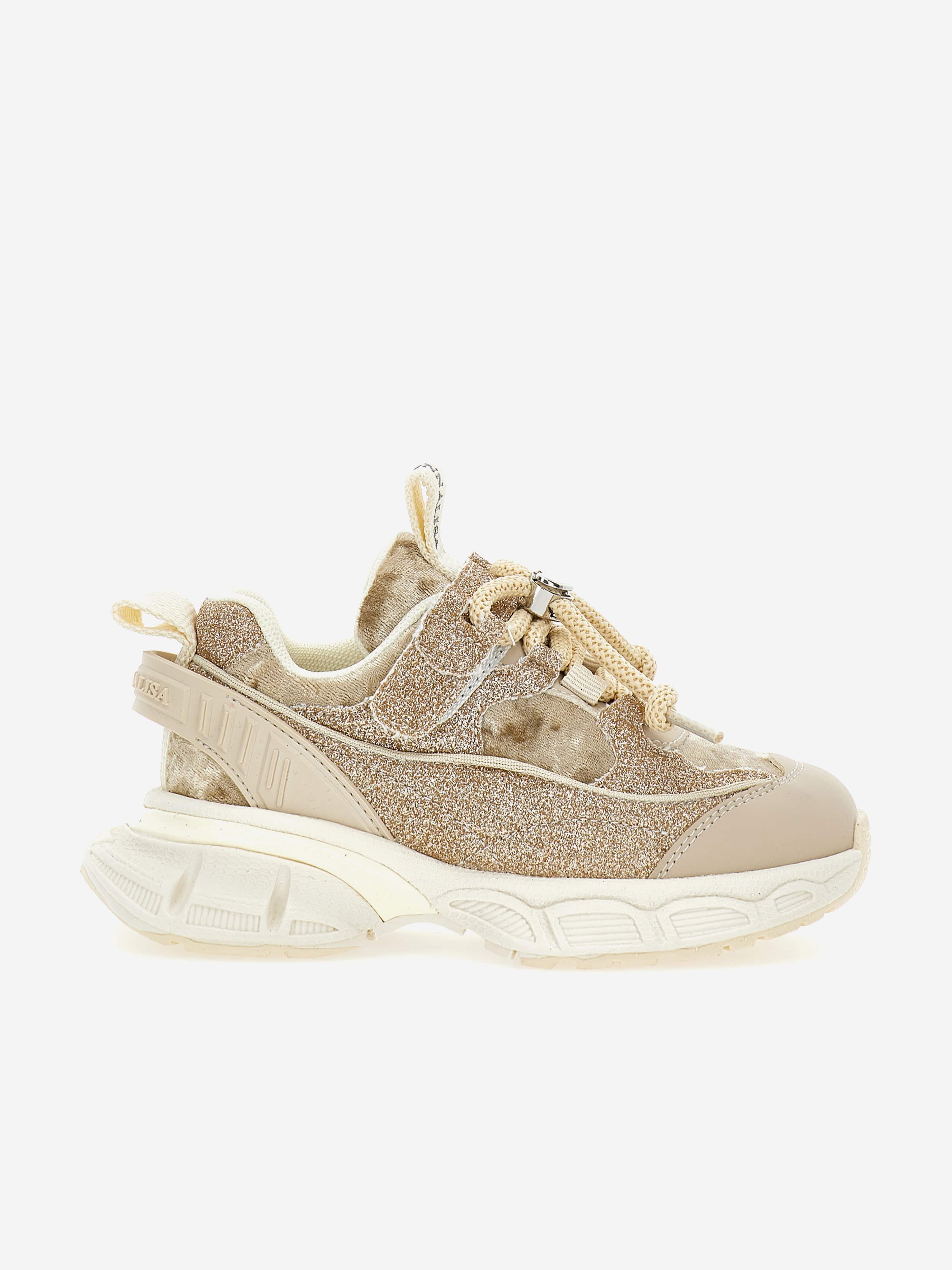 Monnalisa Girls Chunky Glitter Trainers in Beige