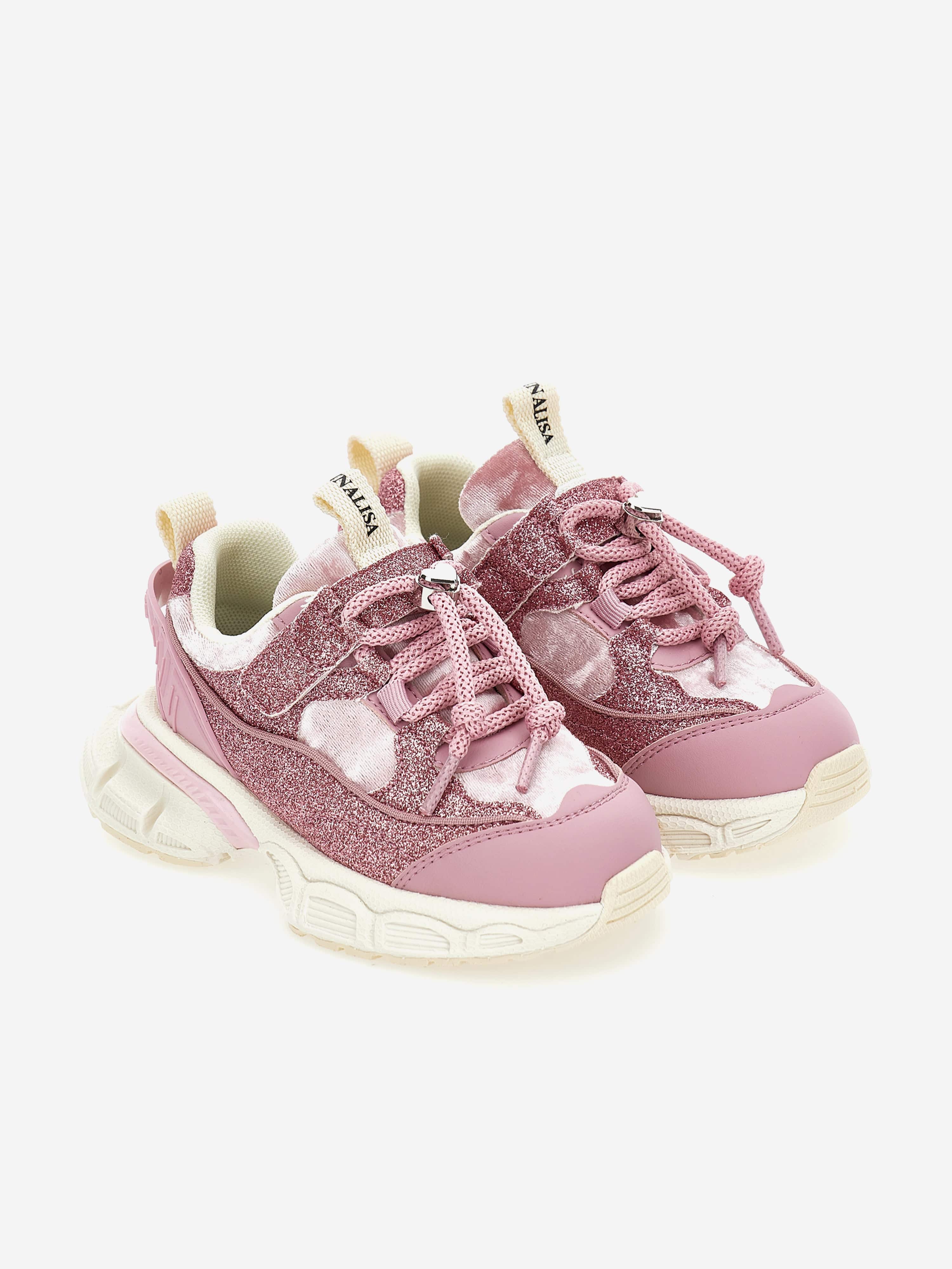 Monnalisa Girls Chunky Glitter Trainers in Pink
