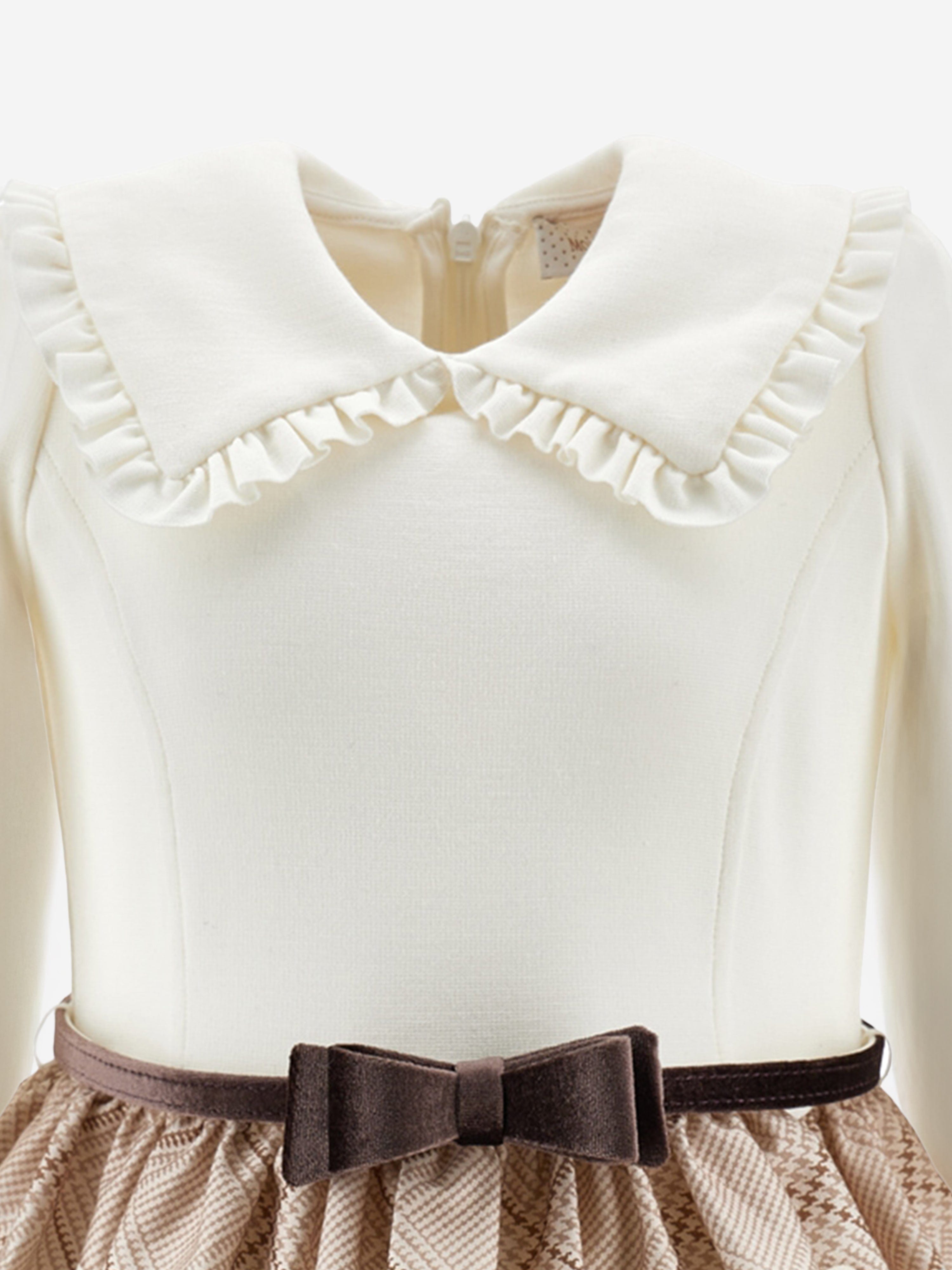 Monnalisa Girls Teddy Bear Dress in Brown