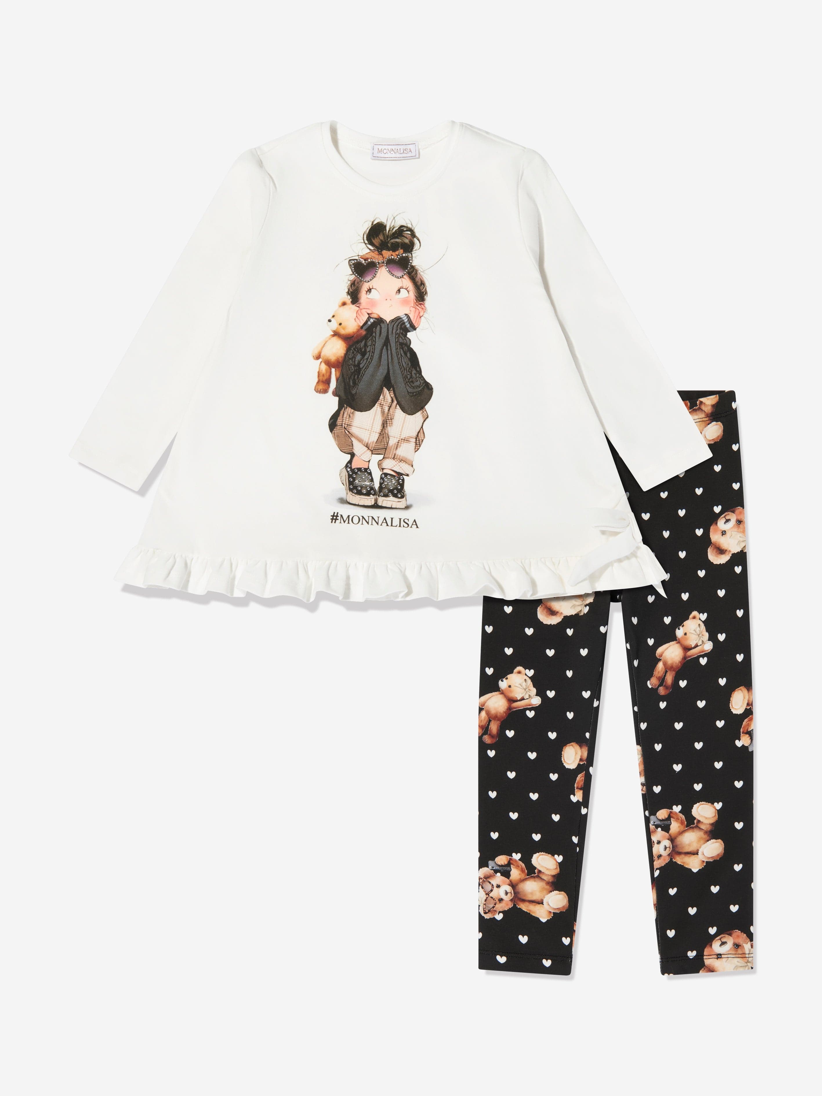 Monnalisa Girls T-Shirt and Leggings Set in Ivory