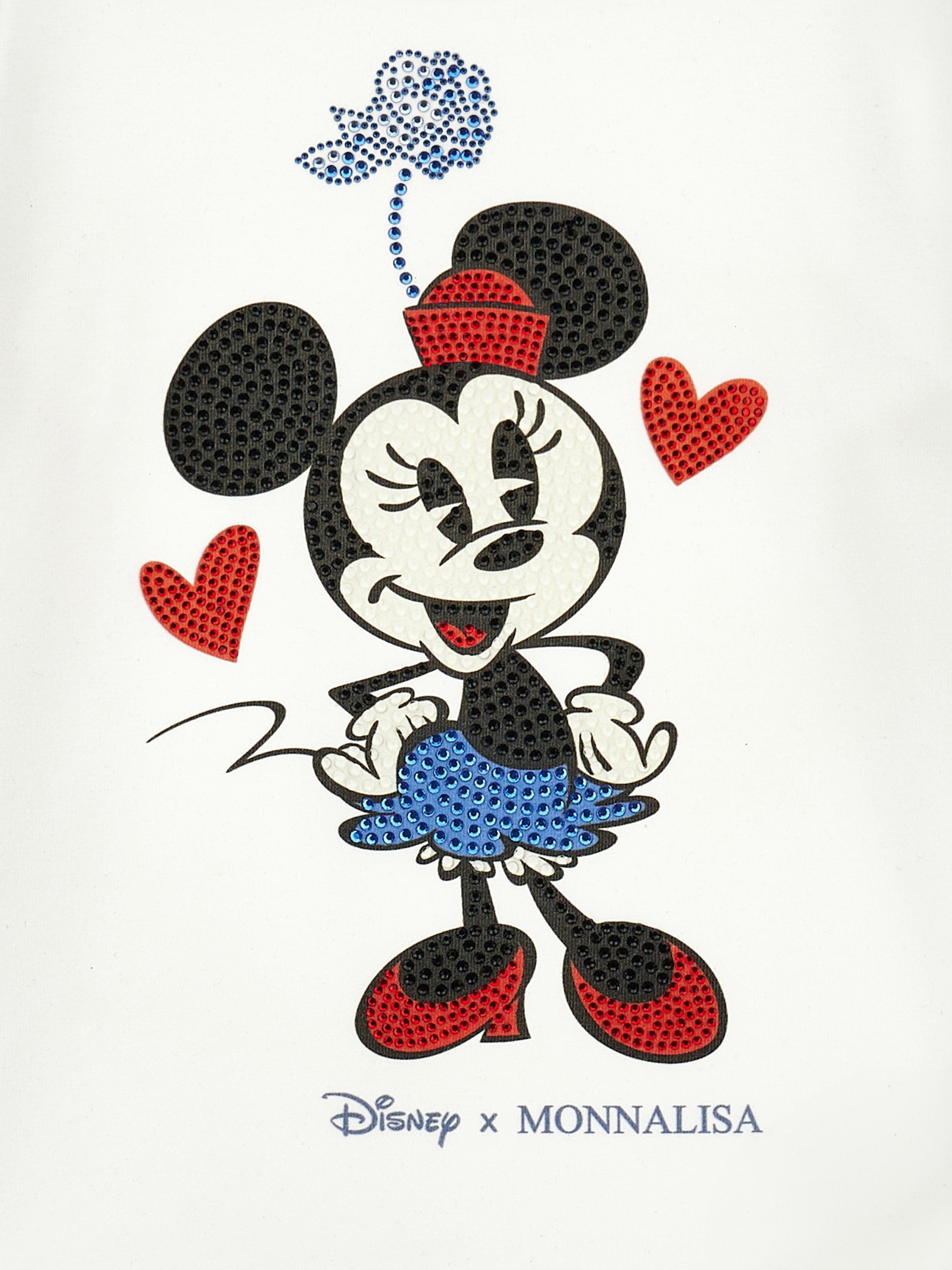 Monnalisa Girls Long Sleeve Diamante Minnie T-Shirt in Ivory