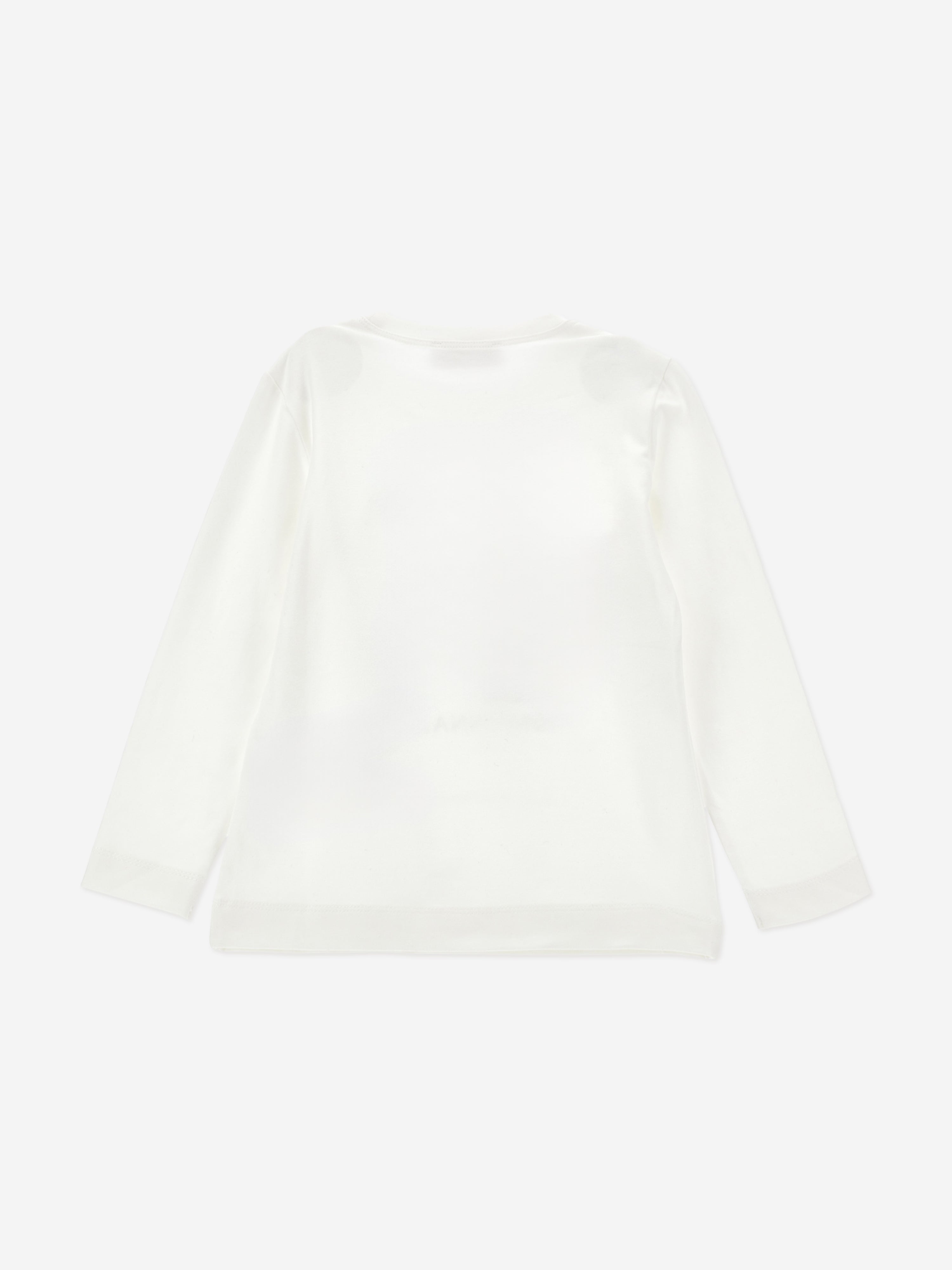Monnalisa Girls Long Sleeve Teddy Bear T-Shirt in Ivory