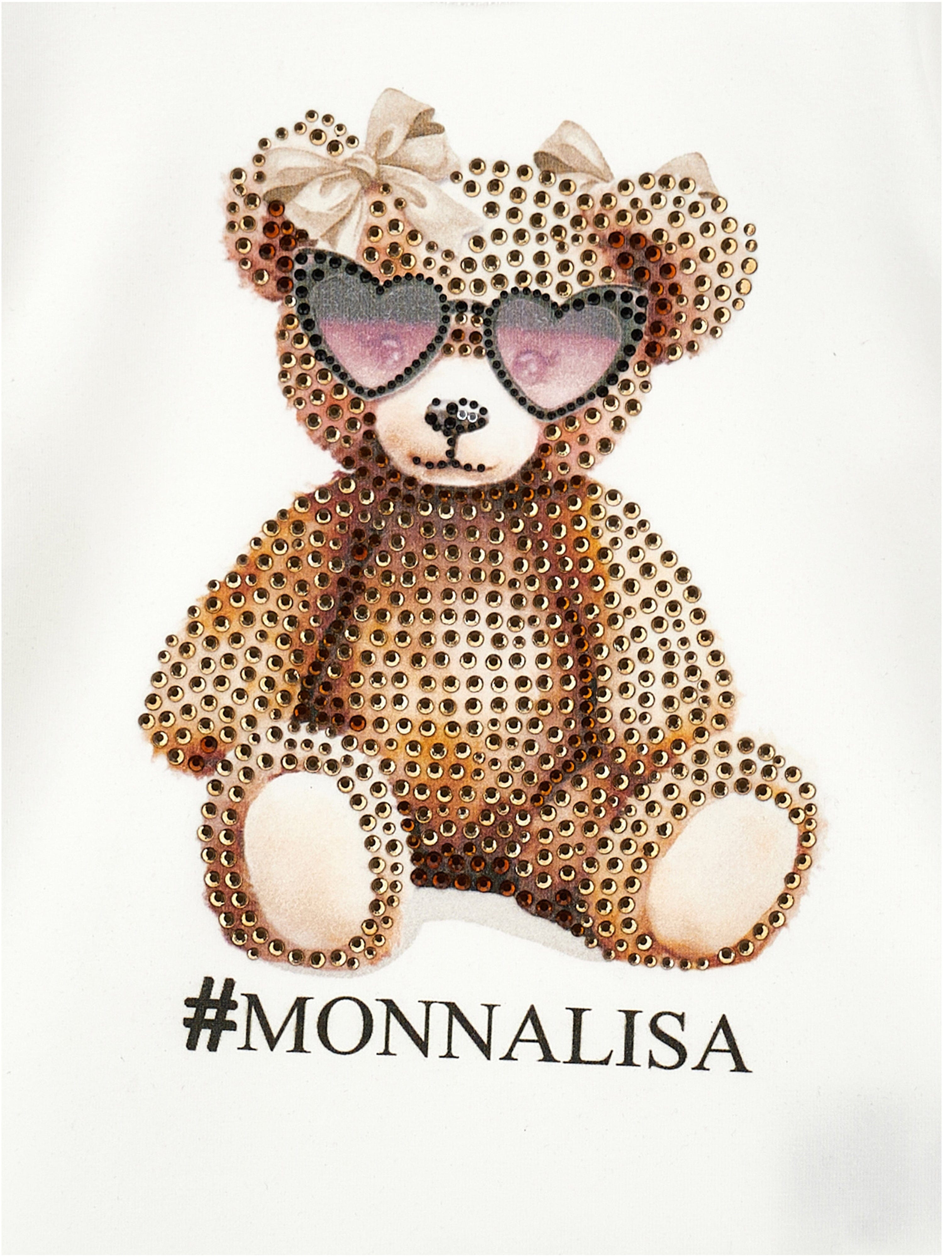Monnalisa Girls Long Sleeve Teddy Bear T-Shirt in Ivory