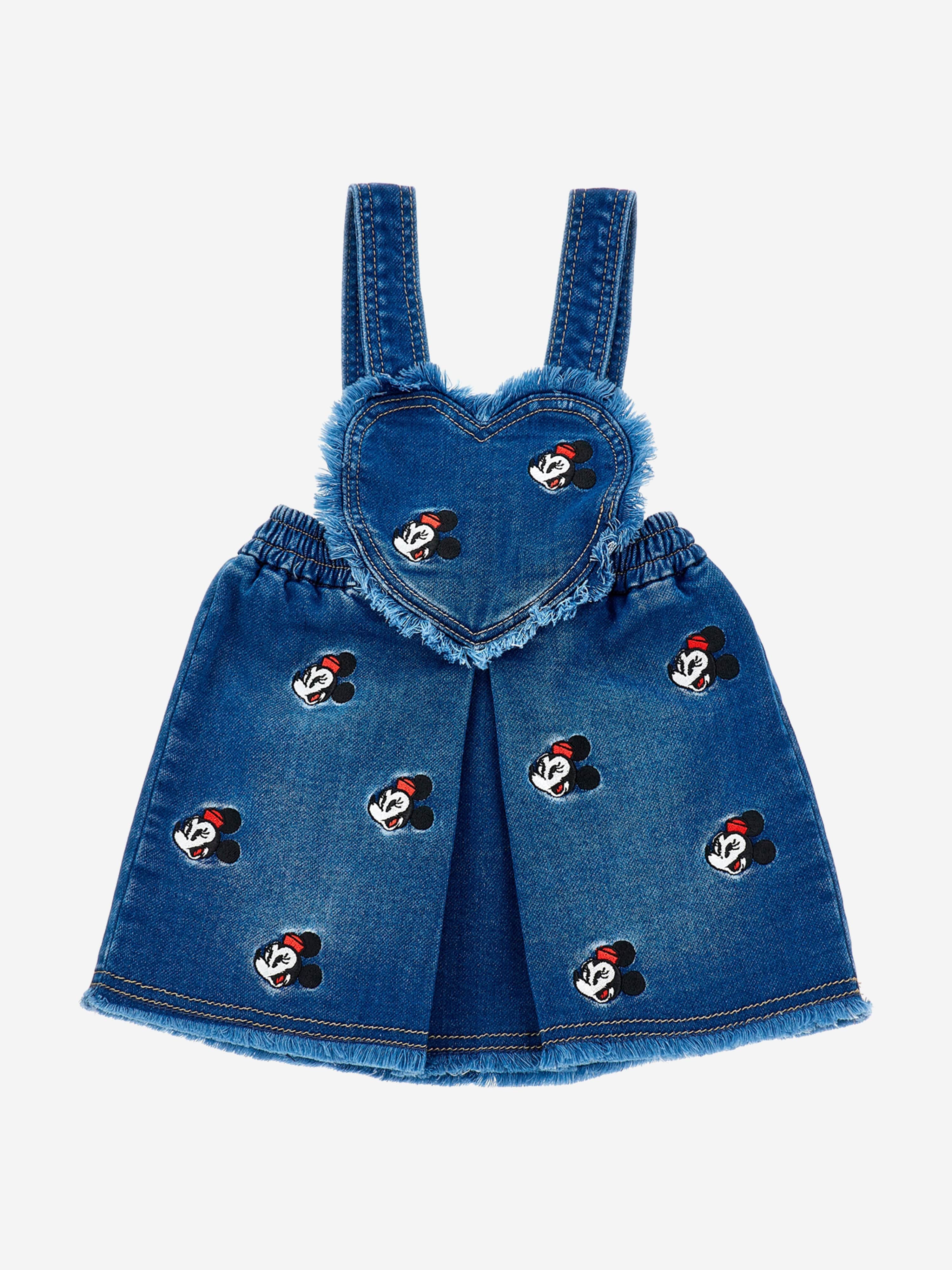 Monnalisa Girls Minnie Mouse Denim Dress in Blue