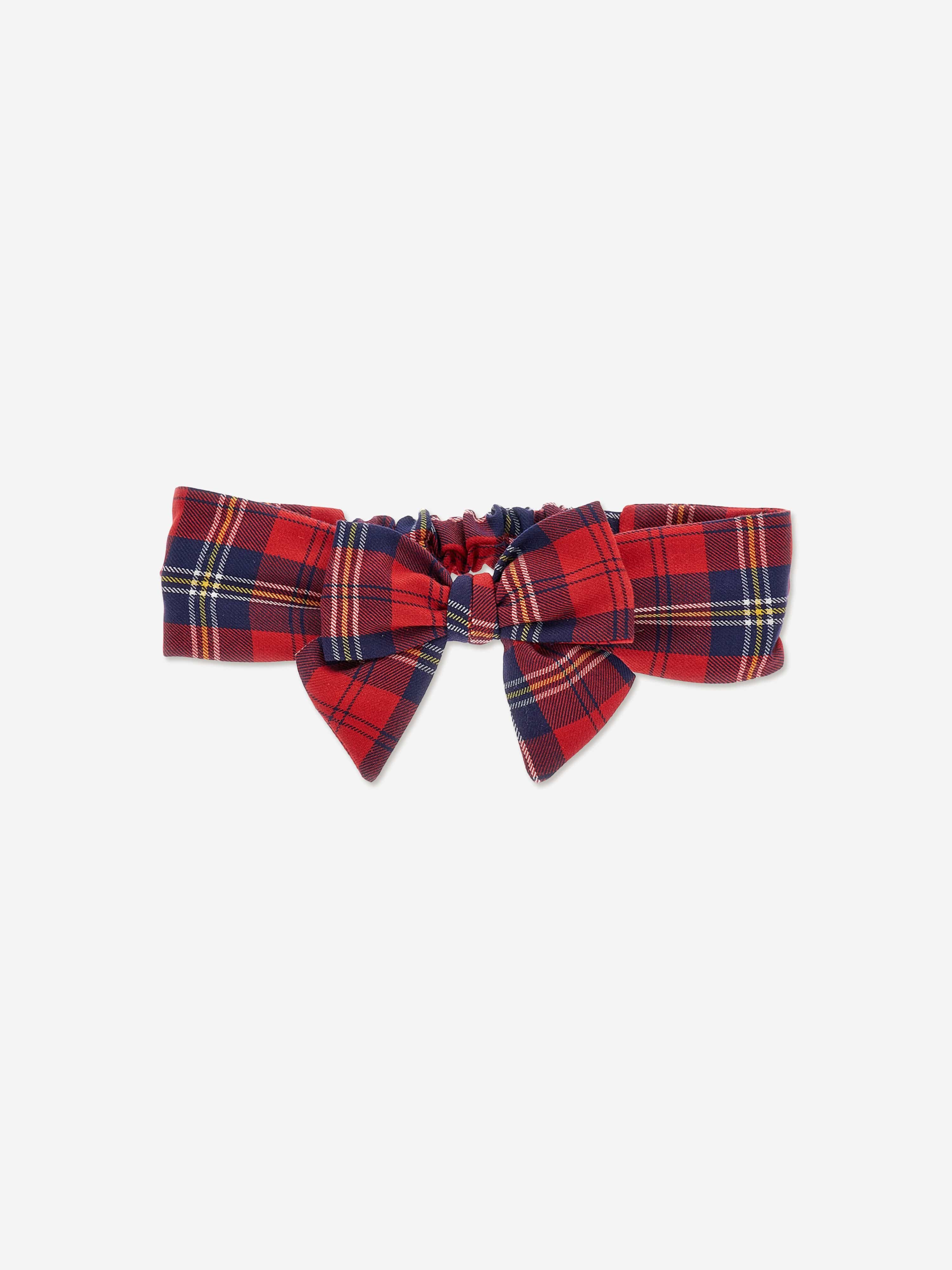 Monnalisa Baby Girls Tartan Bow Headband in Red