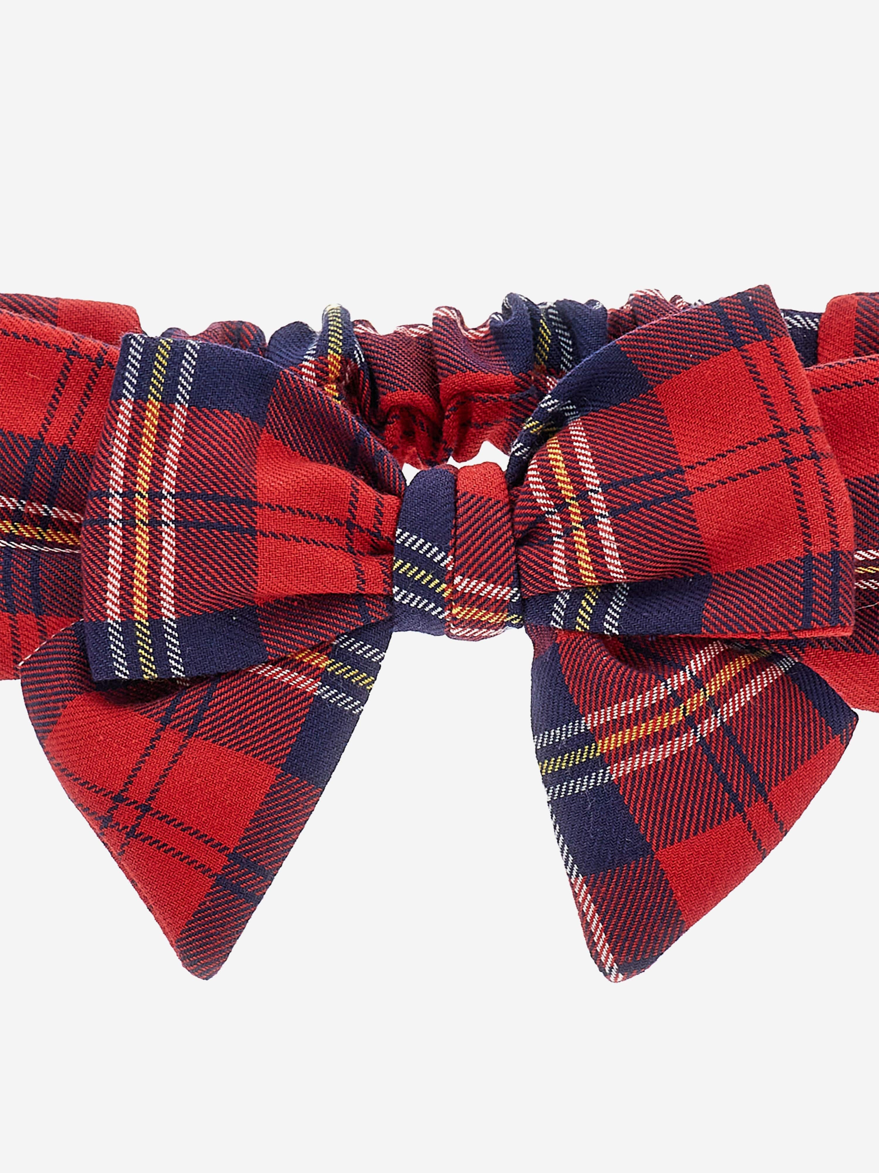 Monnalisa Baby Girls Tartan Bow Headband in Red
