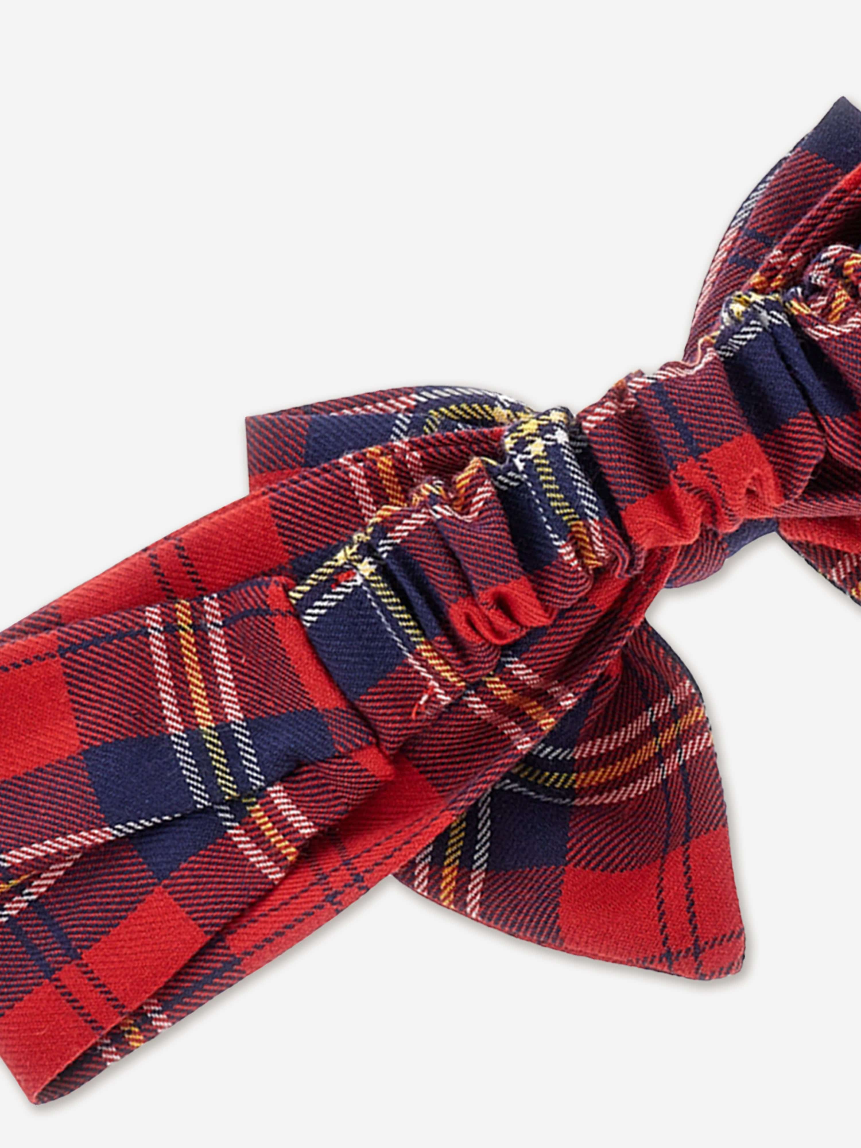 Monnalisa Baby Girls Tartan Bow Headband in Red
