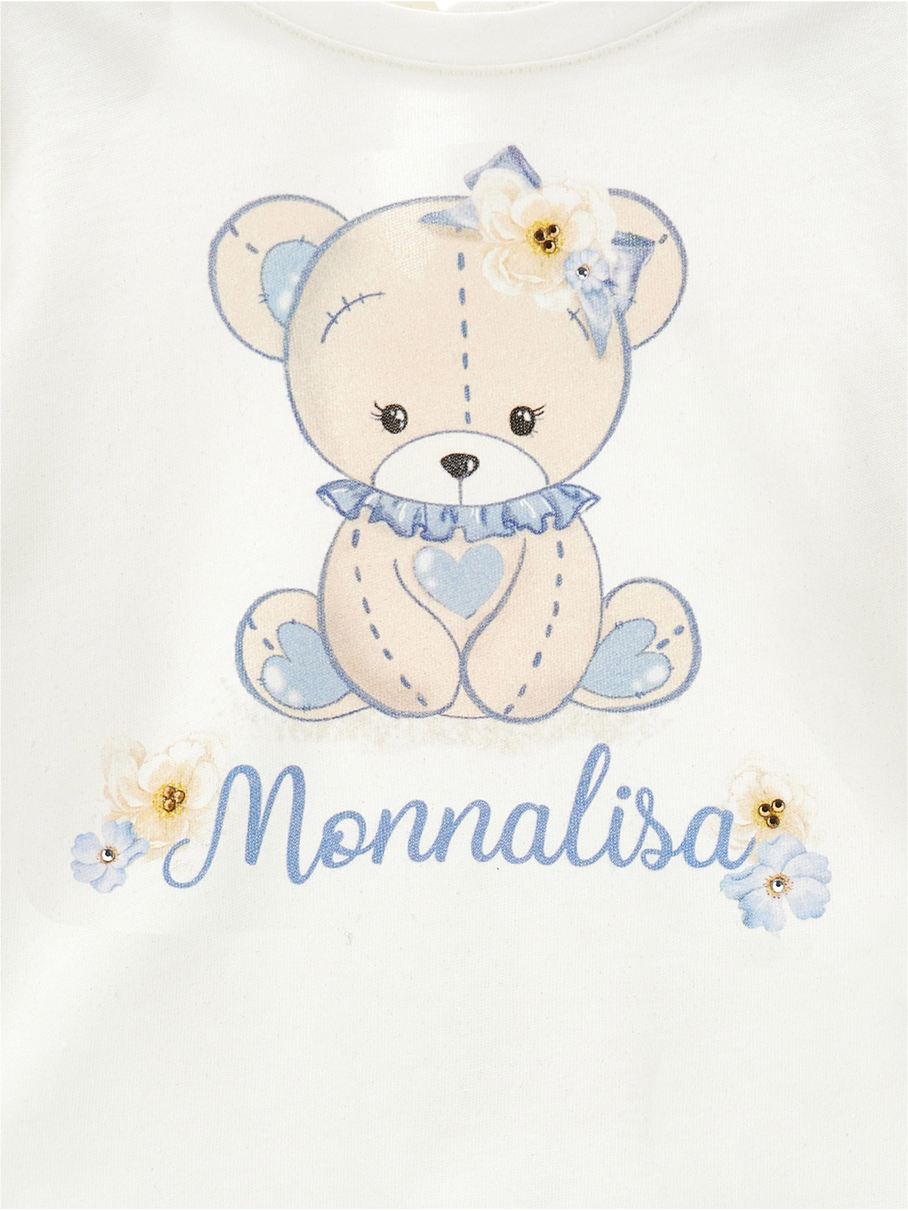 Monnalisa Baby Girls Long Sleeve Teddy T-Shirt in White