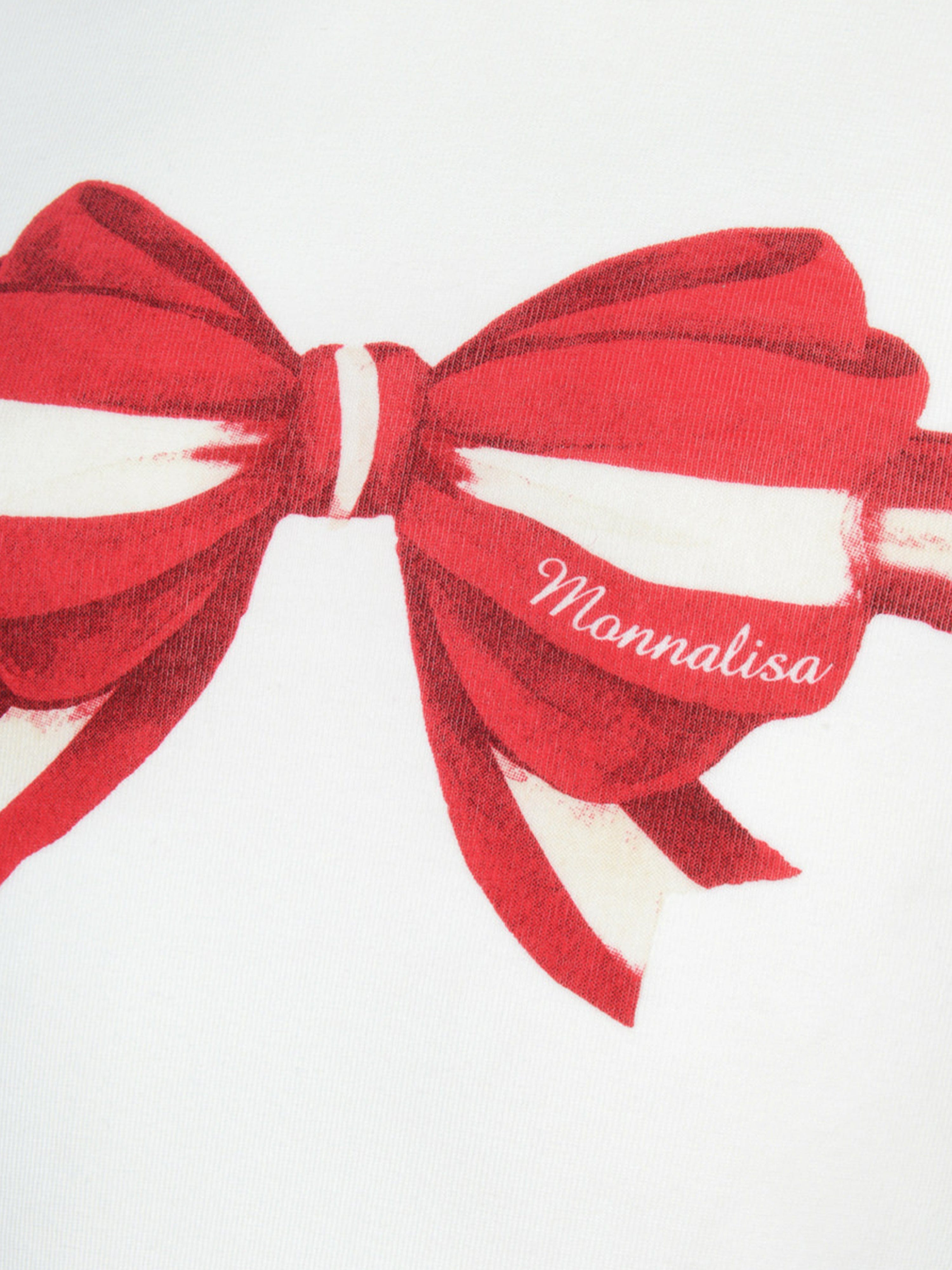 Monnalisa Girls & Red Bow Print Top