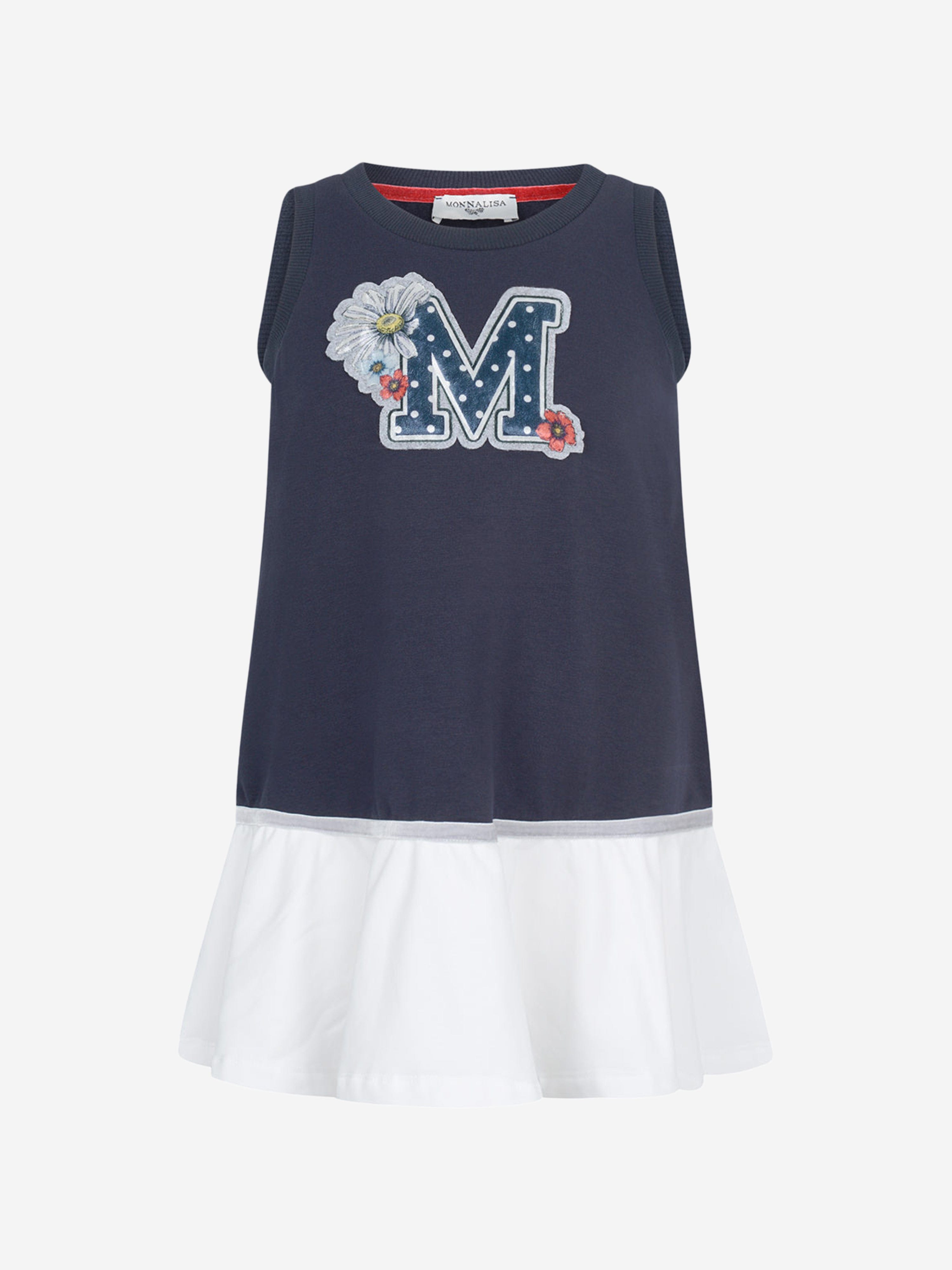 Monnalisa Girls Navy Sleeveless Fleece Dress