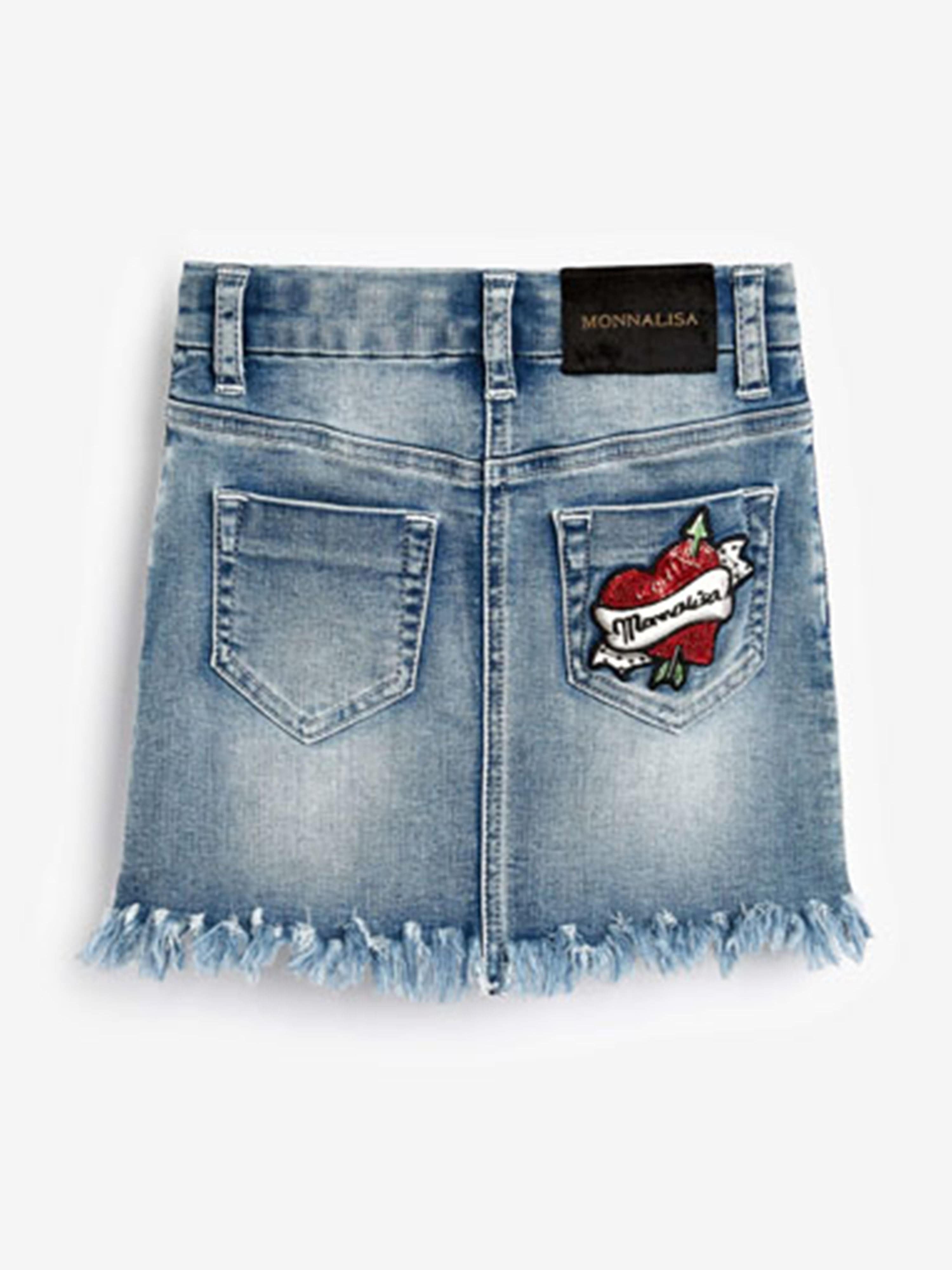 Monnalisa Girls Skirt - Cherry Denim Skirt